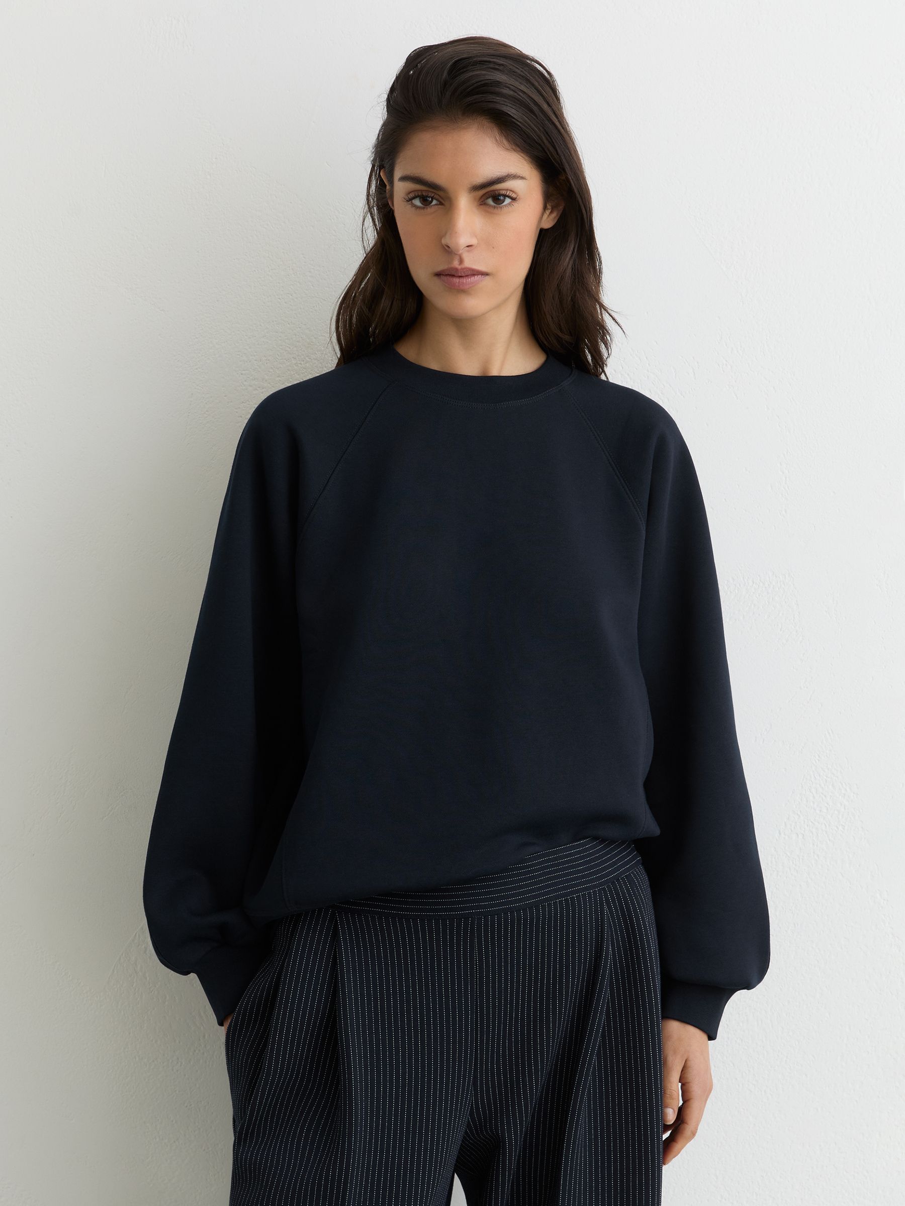 Cotton-Blend Full-Sleeve Sweatshirt in Navy - image 4