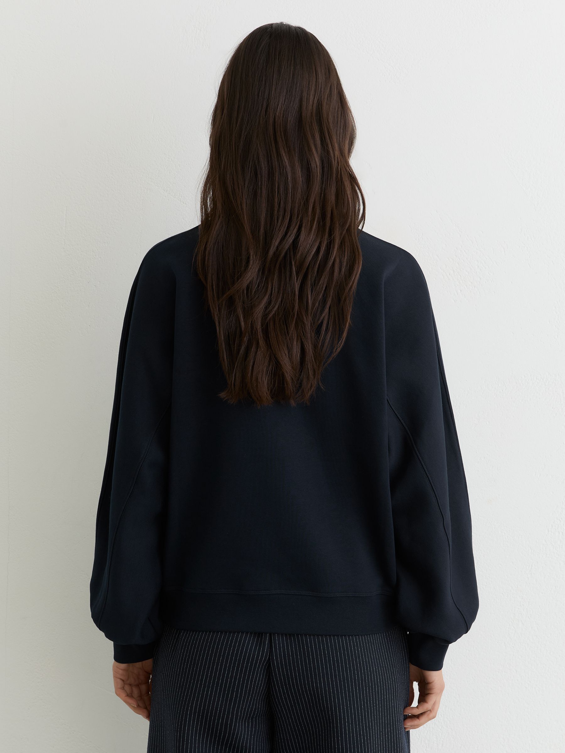 Cotton-Blend Full-Sleeve Sweatshirt in Navy - image 5