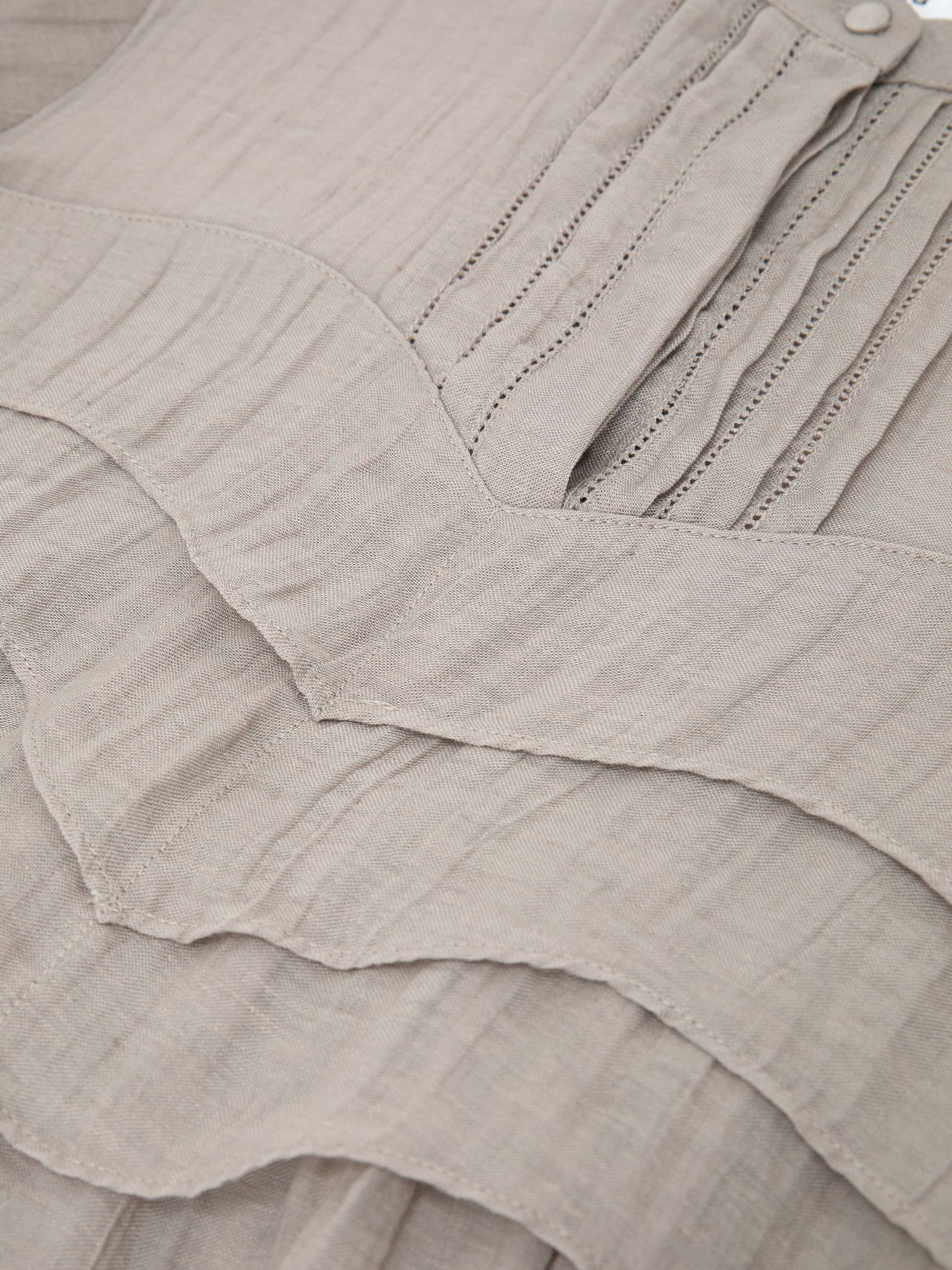 Frill-Detail Half-Button Blouse in Grey - image 3