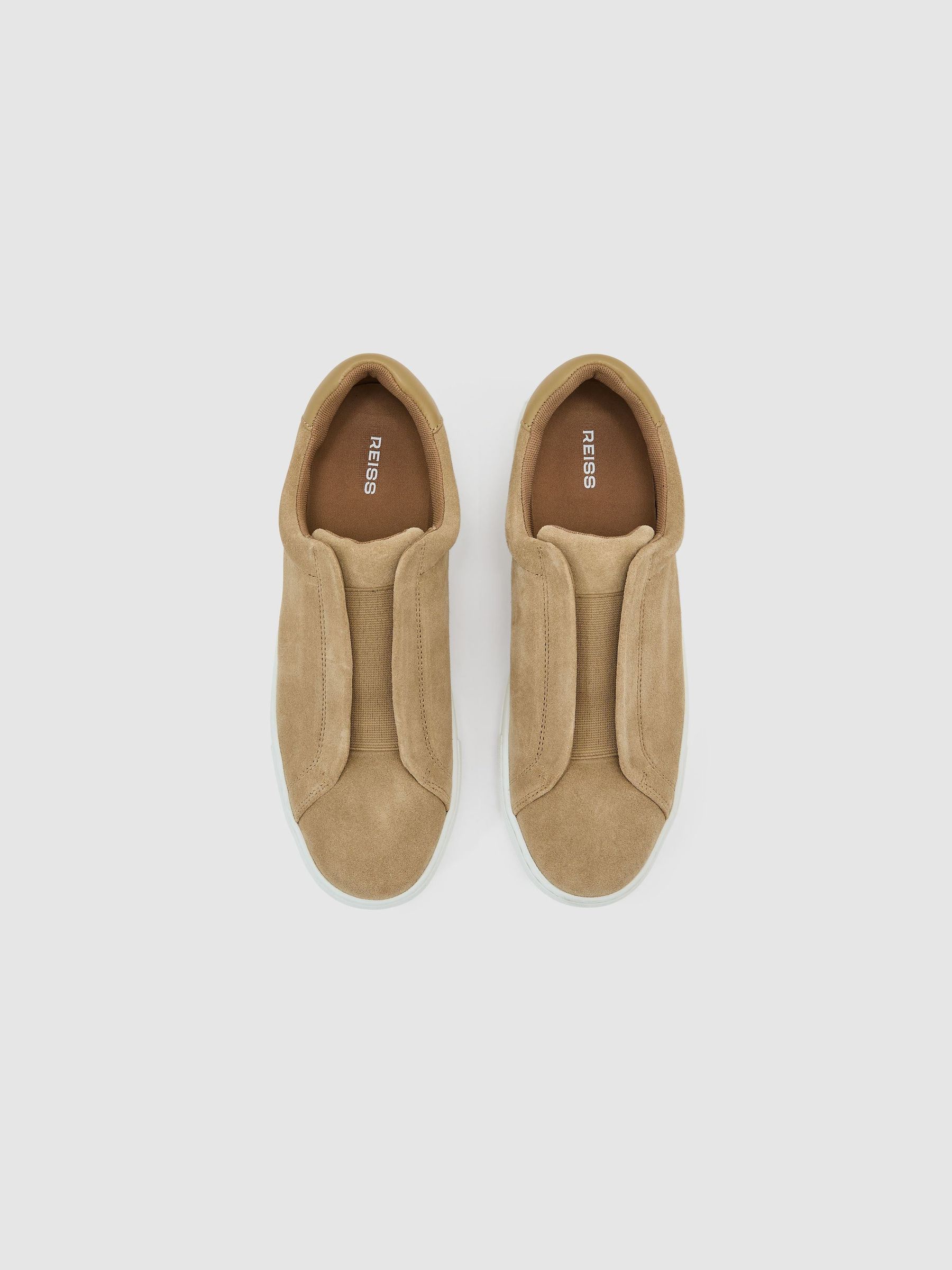 Suede Slip-On Elasticated Trainers in Sand - Image 2 of 4