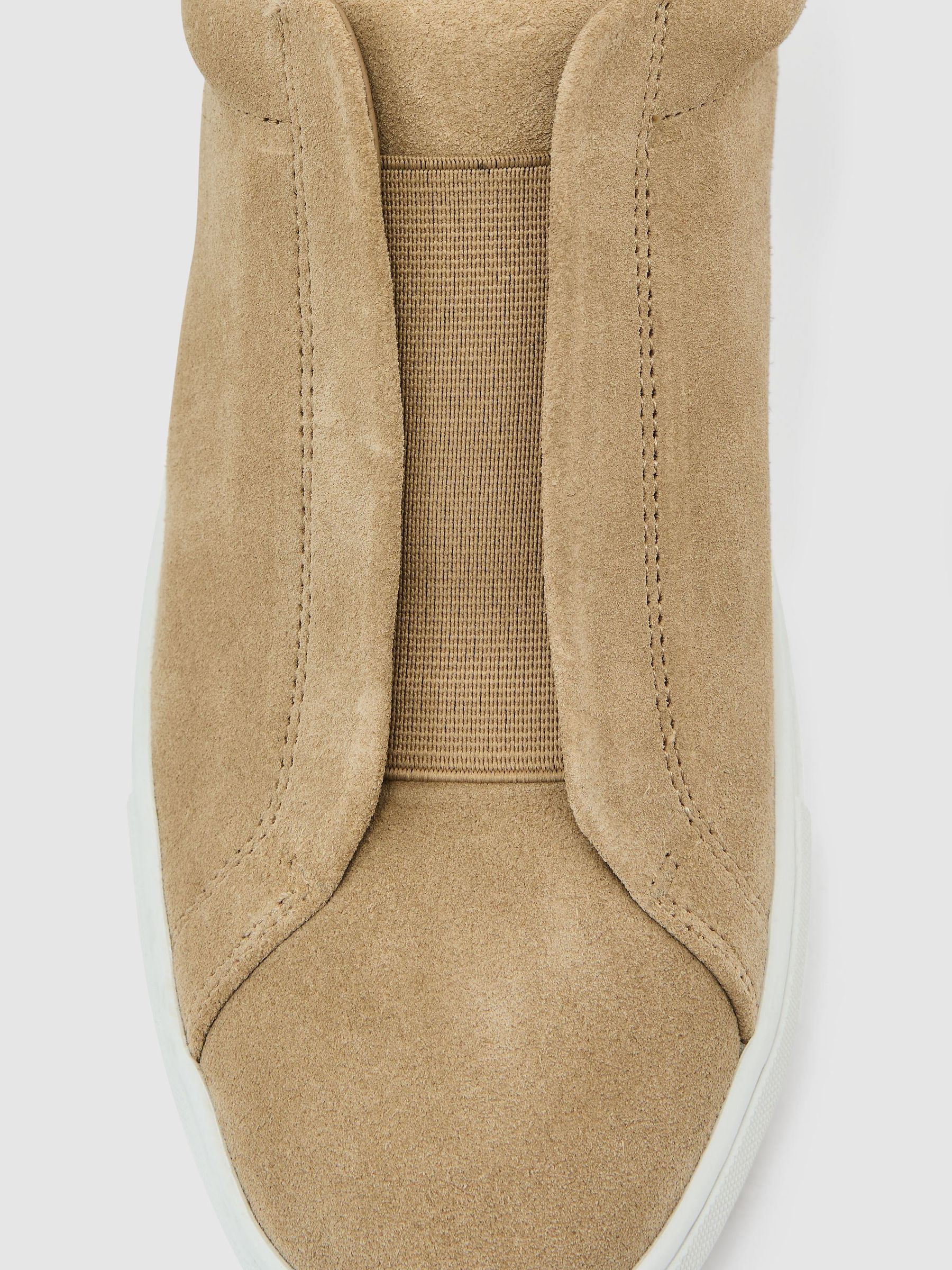 Suede Slip-On Elasticated Trainers in Sand - Image 4 of 4