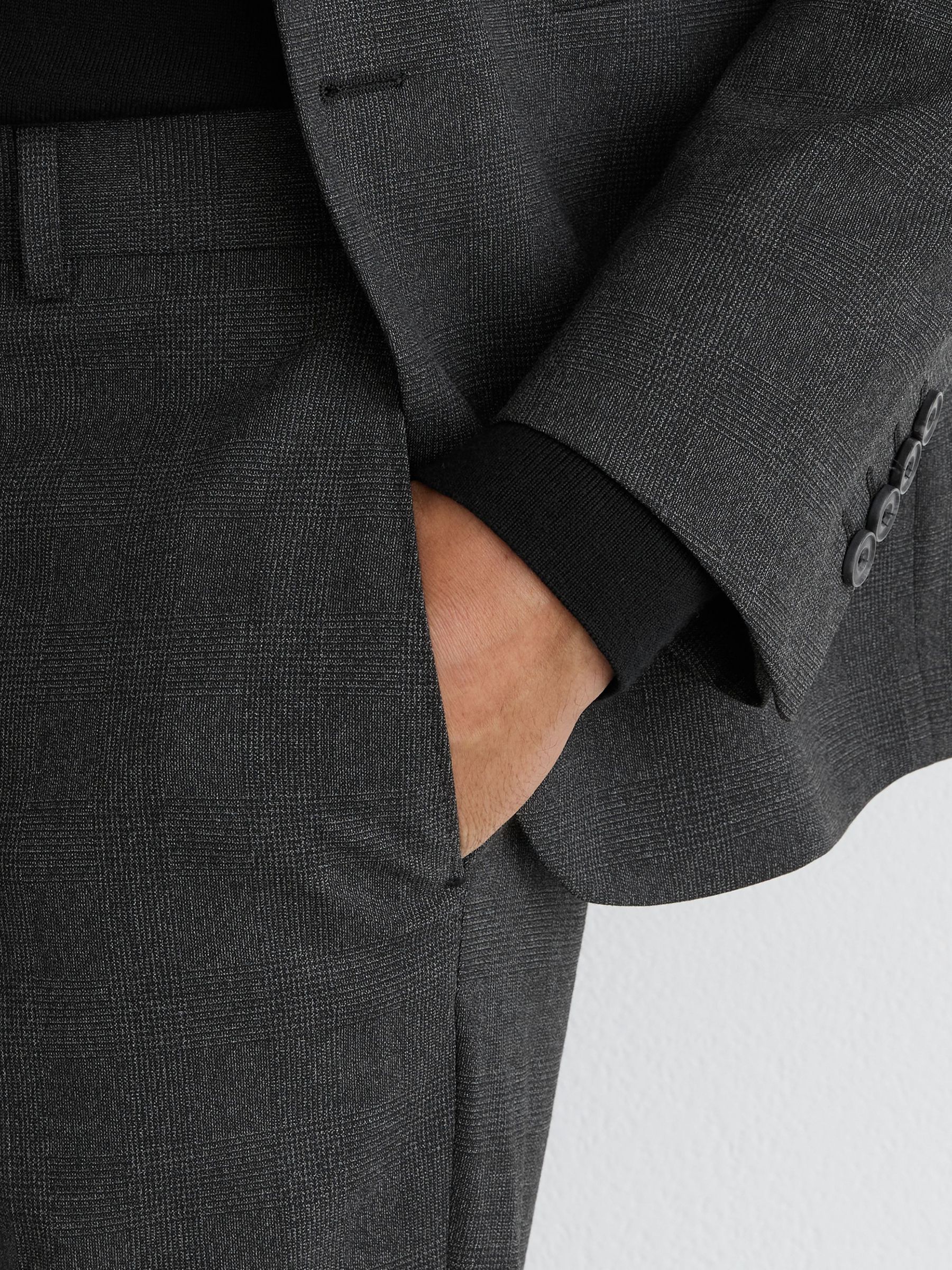 Check Tailored-Fit Suit Trousers in Charcoal Grey - Image 3 of 6