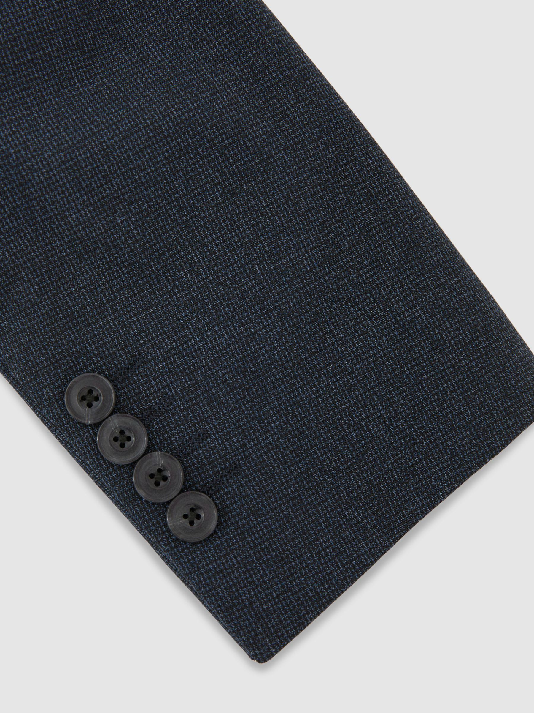 Houndstooth Single-Breasted Suit Blazer Tailored-Fit in Navy - image 4