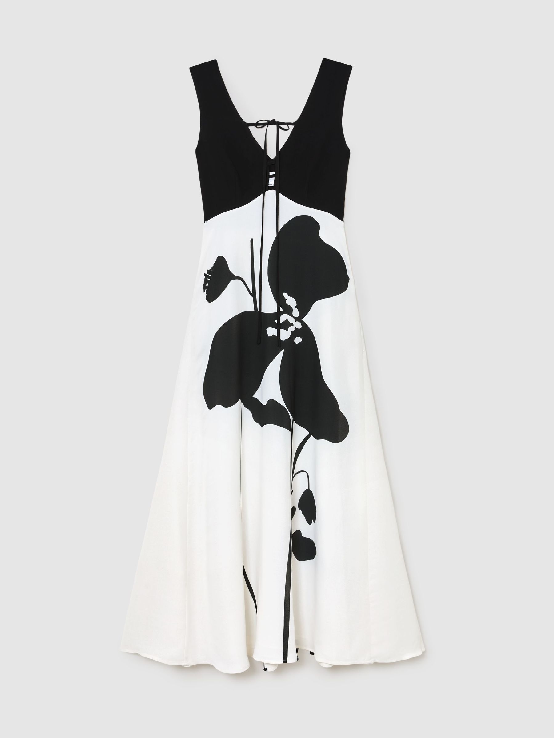 Graphic Floral-Print Maxi Dress in Ivory/Black - image 1