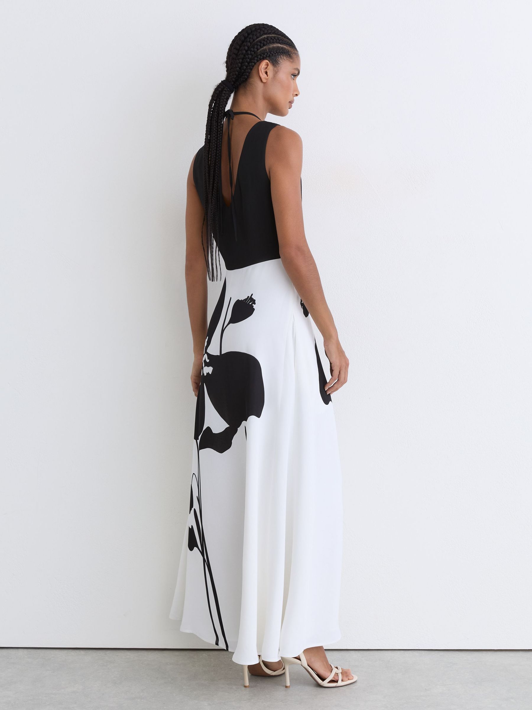 Graphic Floral-Print Maxi Dress in Ivory/Black - Image 5 of 7
