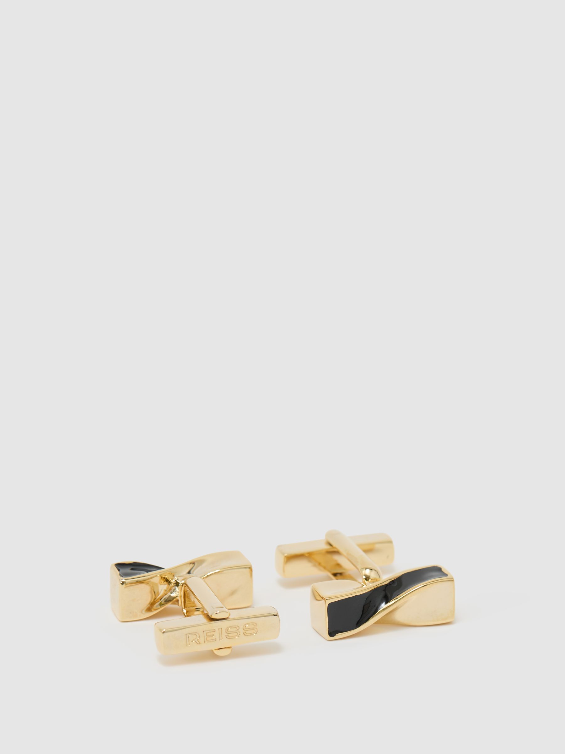 Twisted Bar Cufflinks in Gold/Black - Image 2 of 5