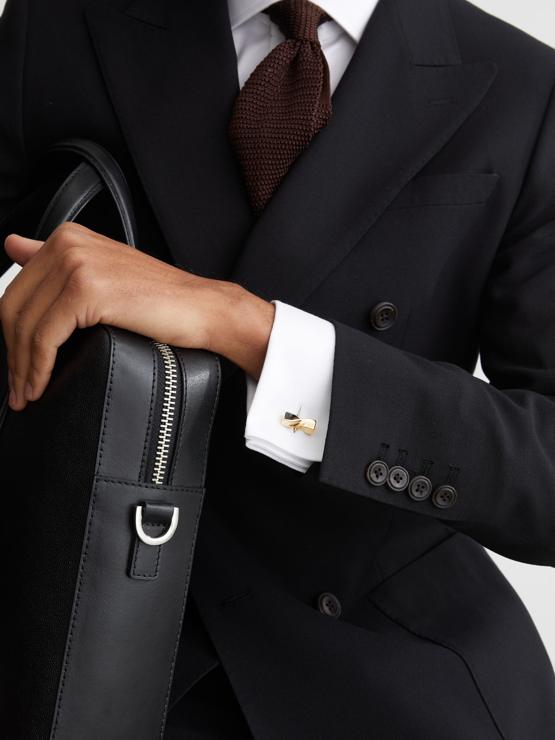 Twisted Bar Cufflinks in Gold/Black - image 2