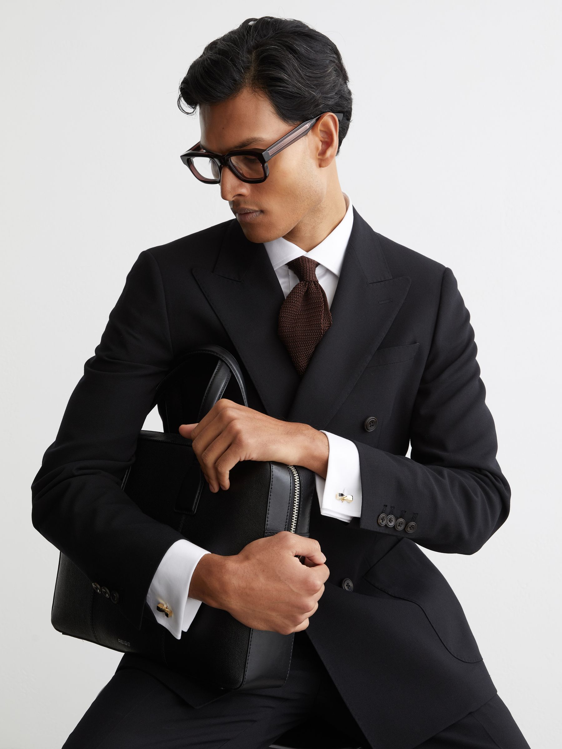 Twisted Bar Cufflinks in Gold/Black - Image 5 of 5