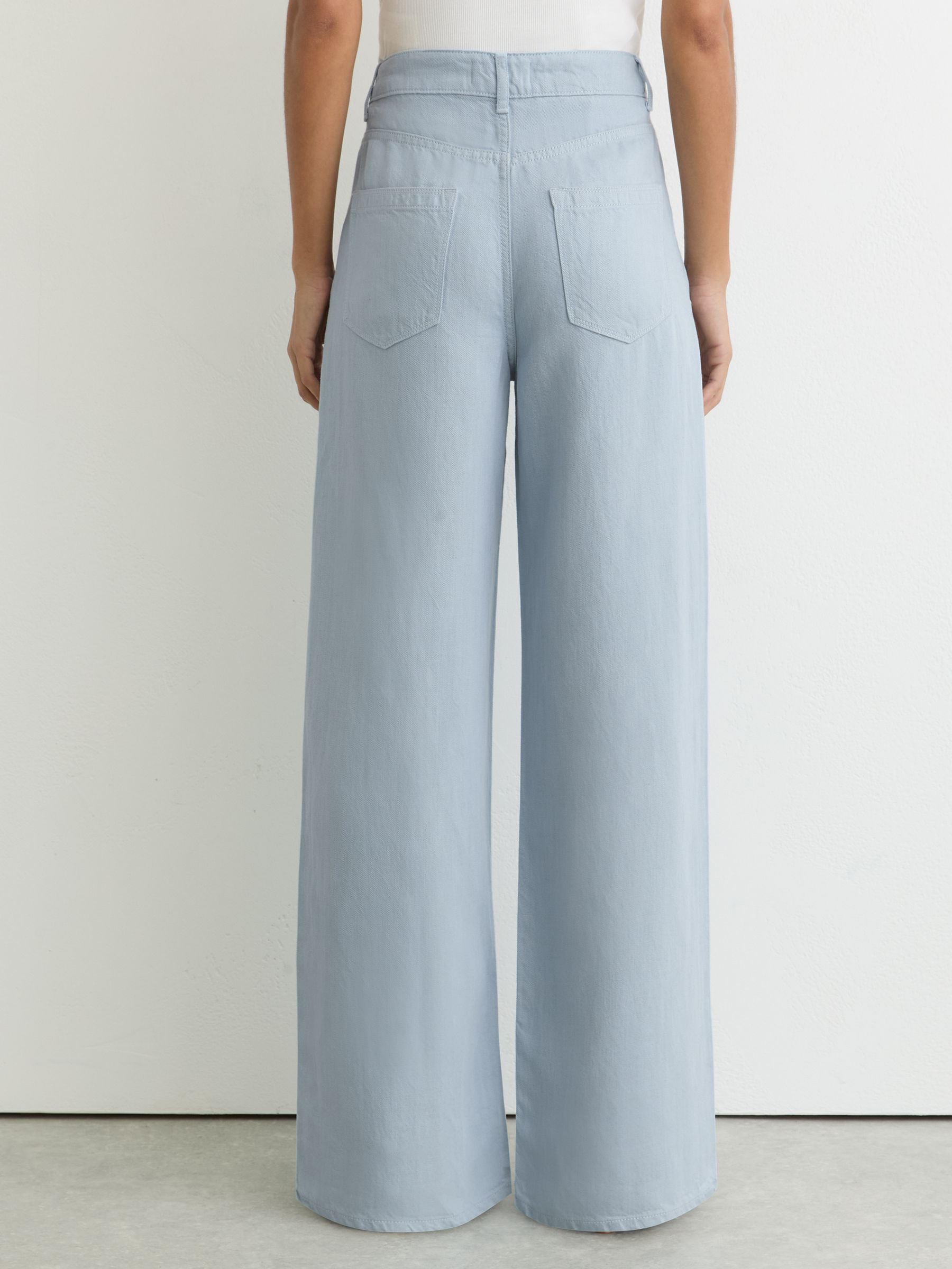 Lyocell-Linen Wide-Leg Trousers in Blue - image 4
