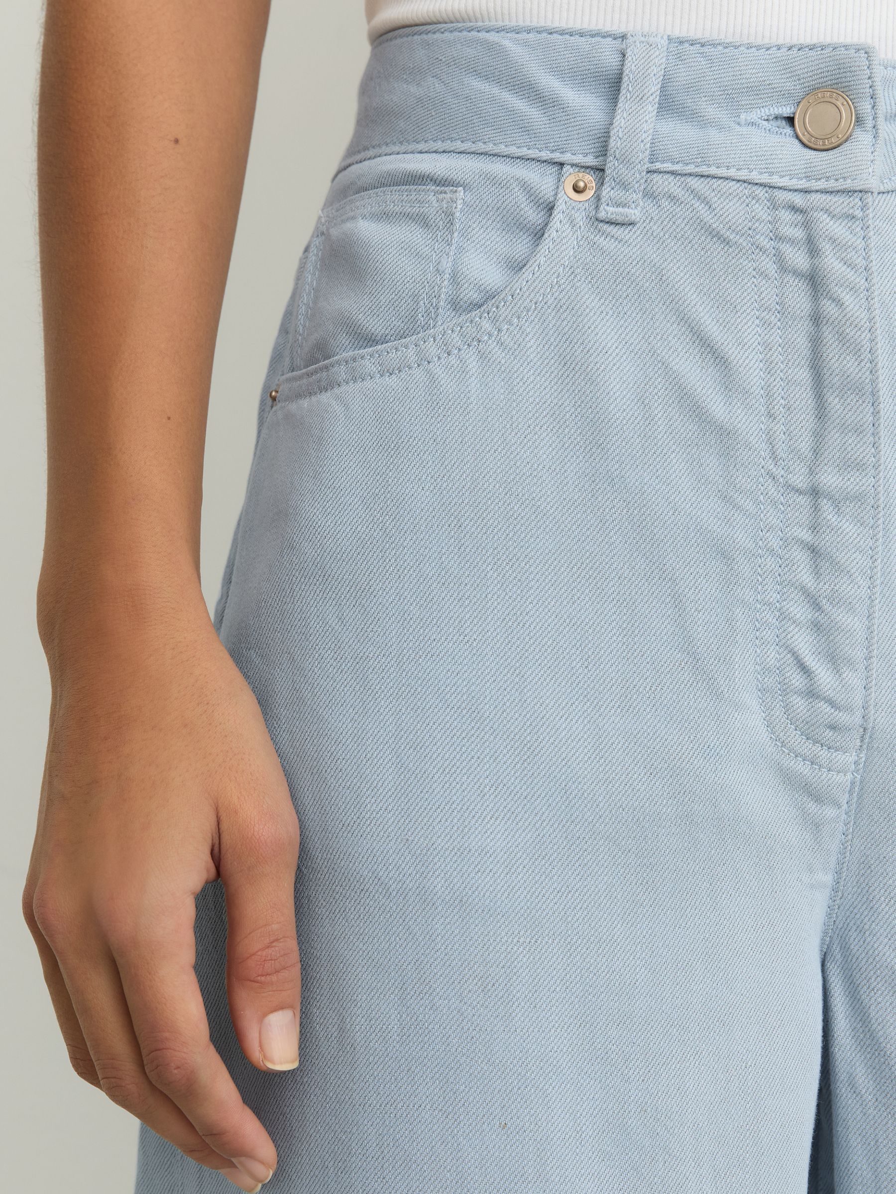 Petite Lyocell-Linen Wide-Leg Trousers in Blue - Image 3 of 6