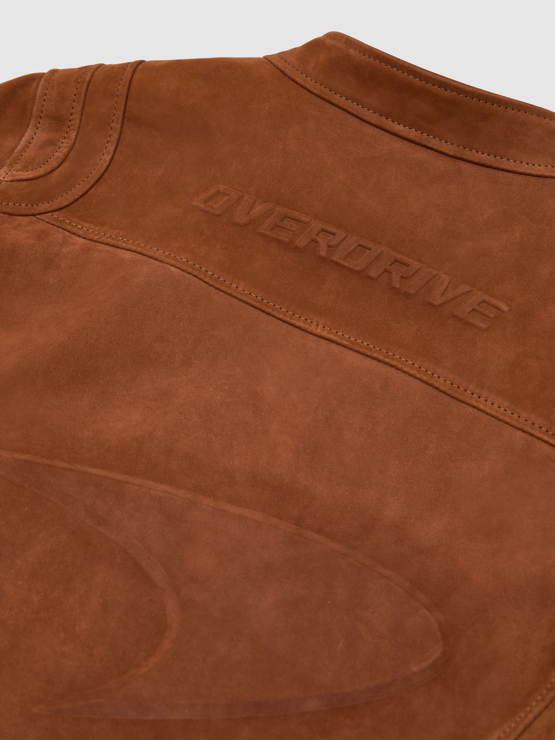 McLaren Racing Embossed Suede Jacket in Tobacco Brown - Image 7 of 8