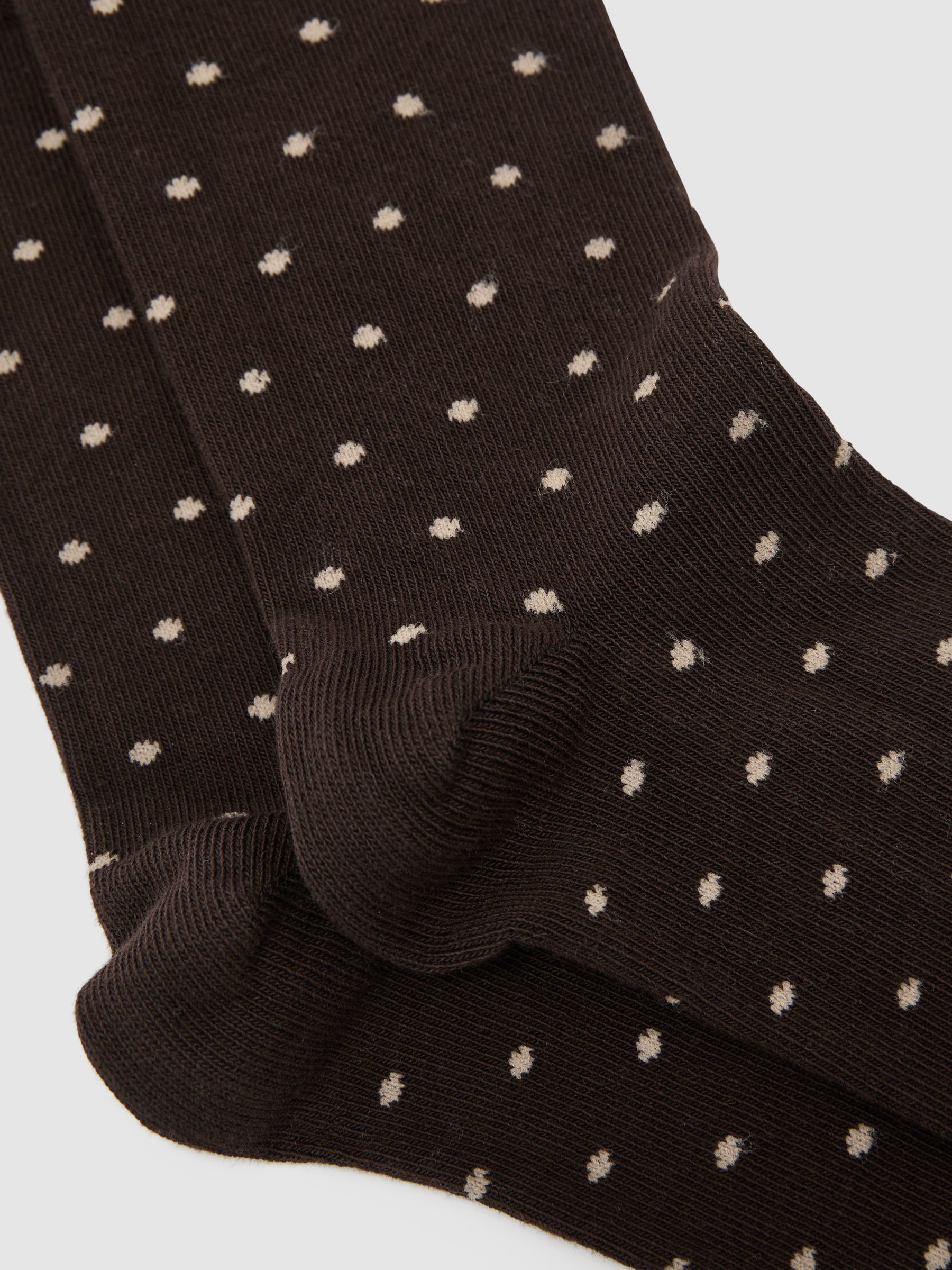 Cotton-Blend Polka-Dot Socks in Chocolate - Image 2 of 3