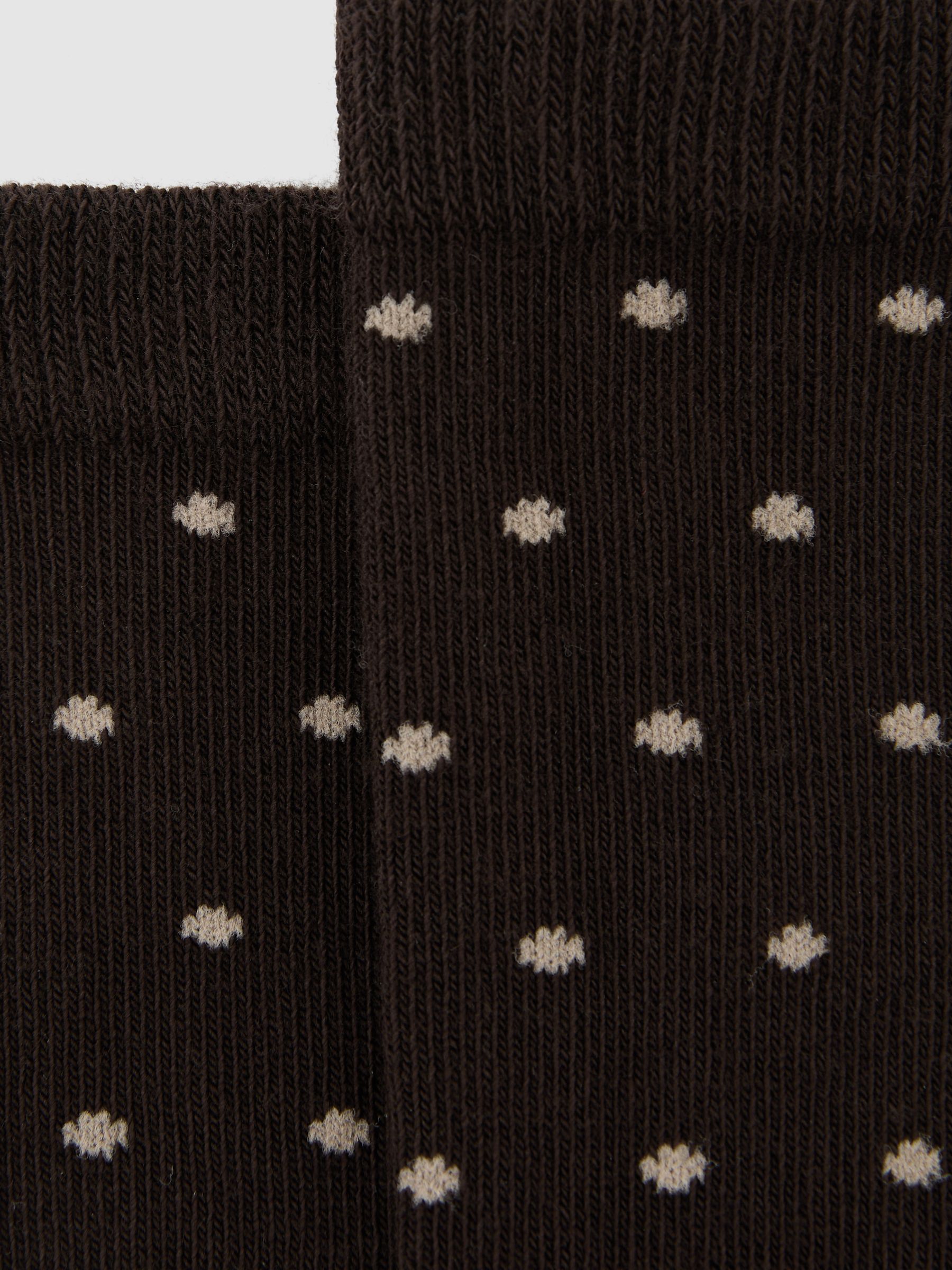 Cotton-Blend Polka-Dot Socks in Chocolate - Image 3 of 3