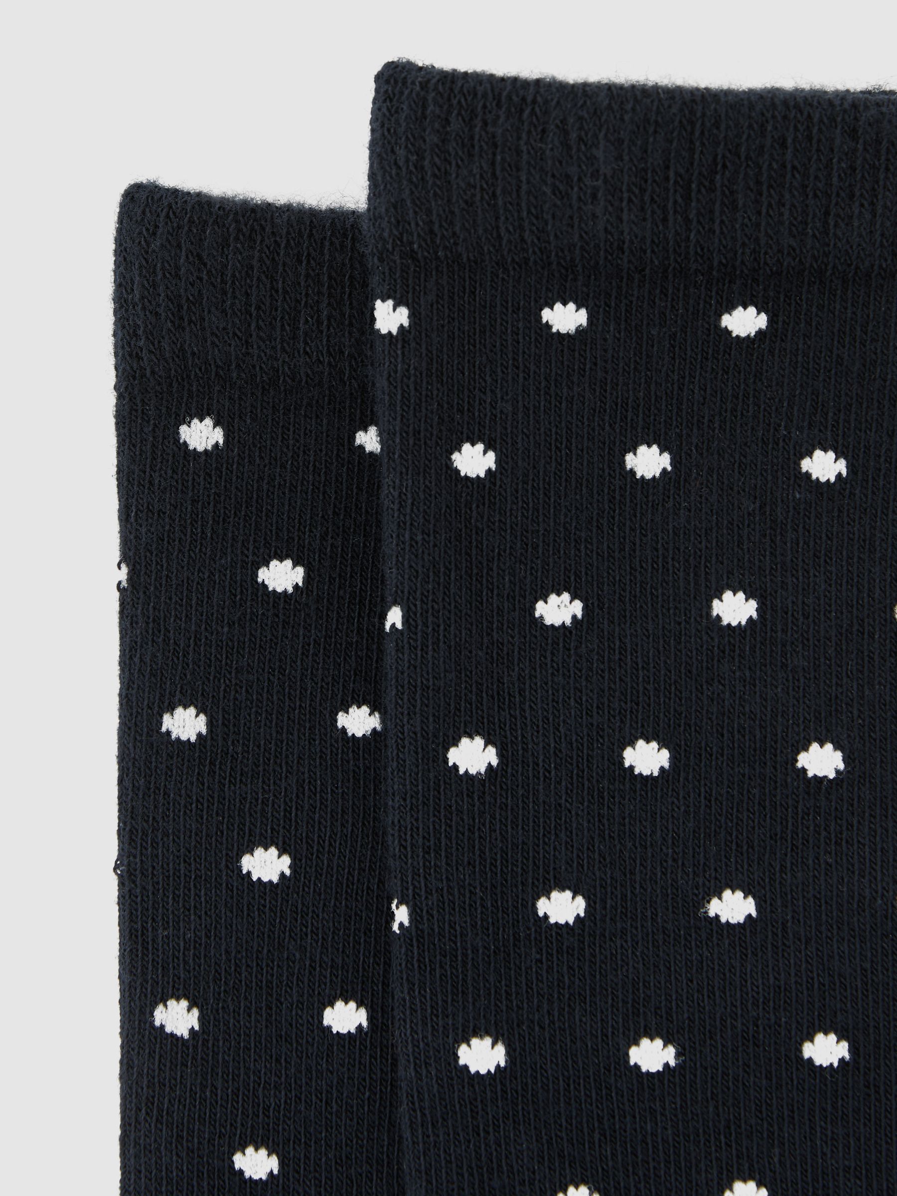 Cotton-Blend Polka-Dot Socks in Navy - image 1