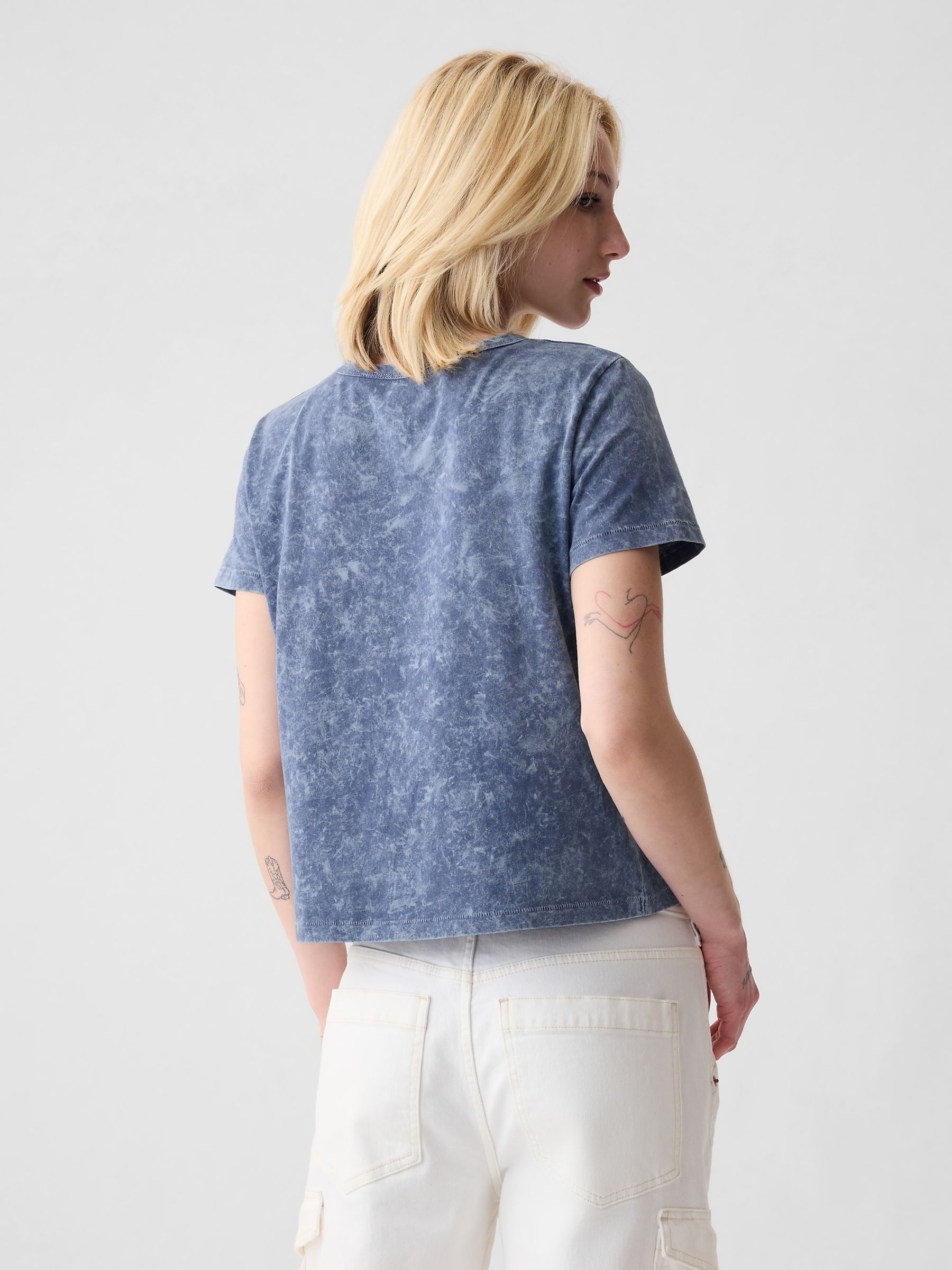 Blue Tie Dye Organic Cotton Vintage Short Sleeve T-Shirt - Image 2 of 4