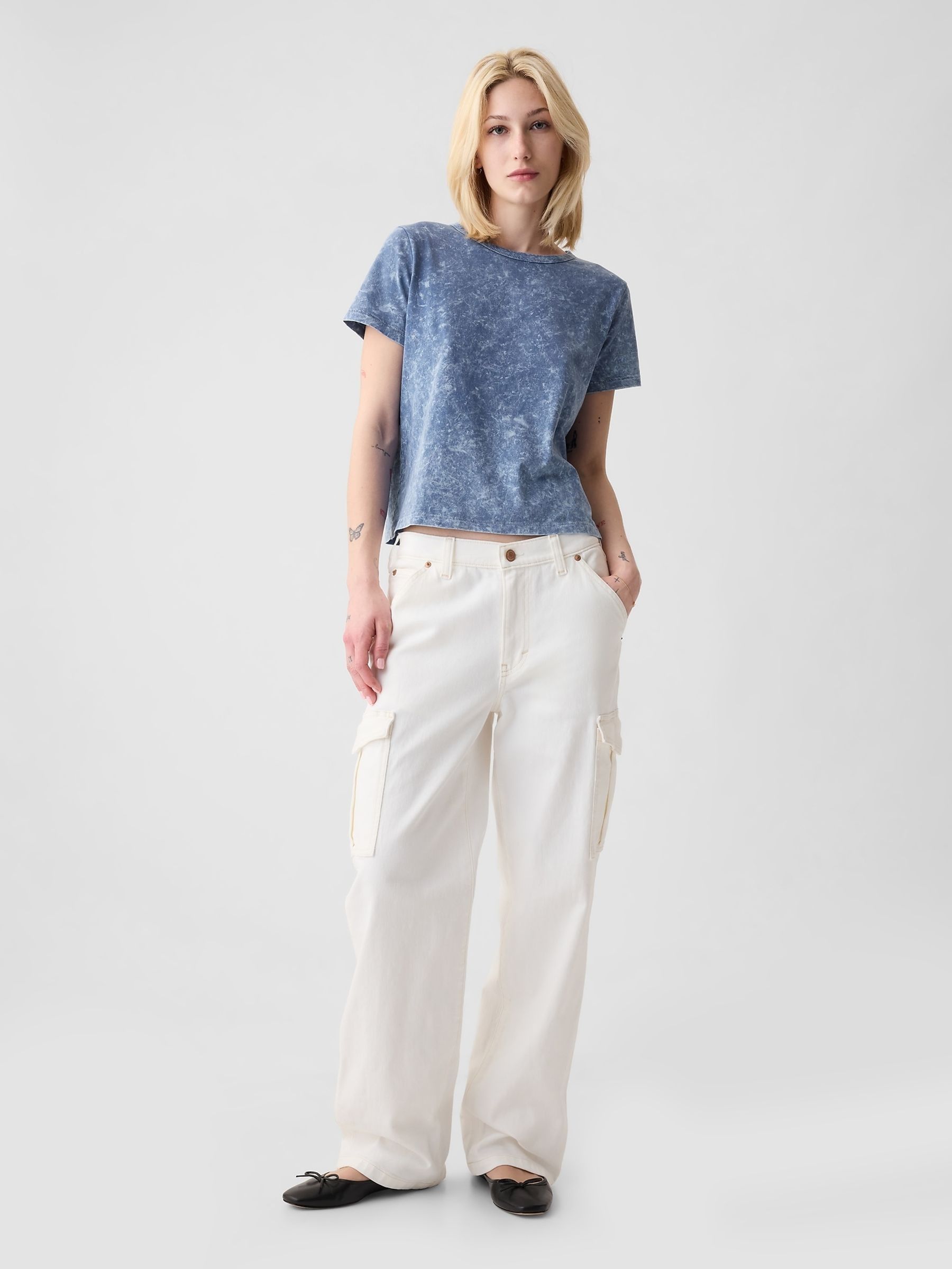 Blue Tie Dye Organic Cotton Vintage Short Sleeve T-Shirt - Image 3 of 4