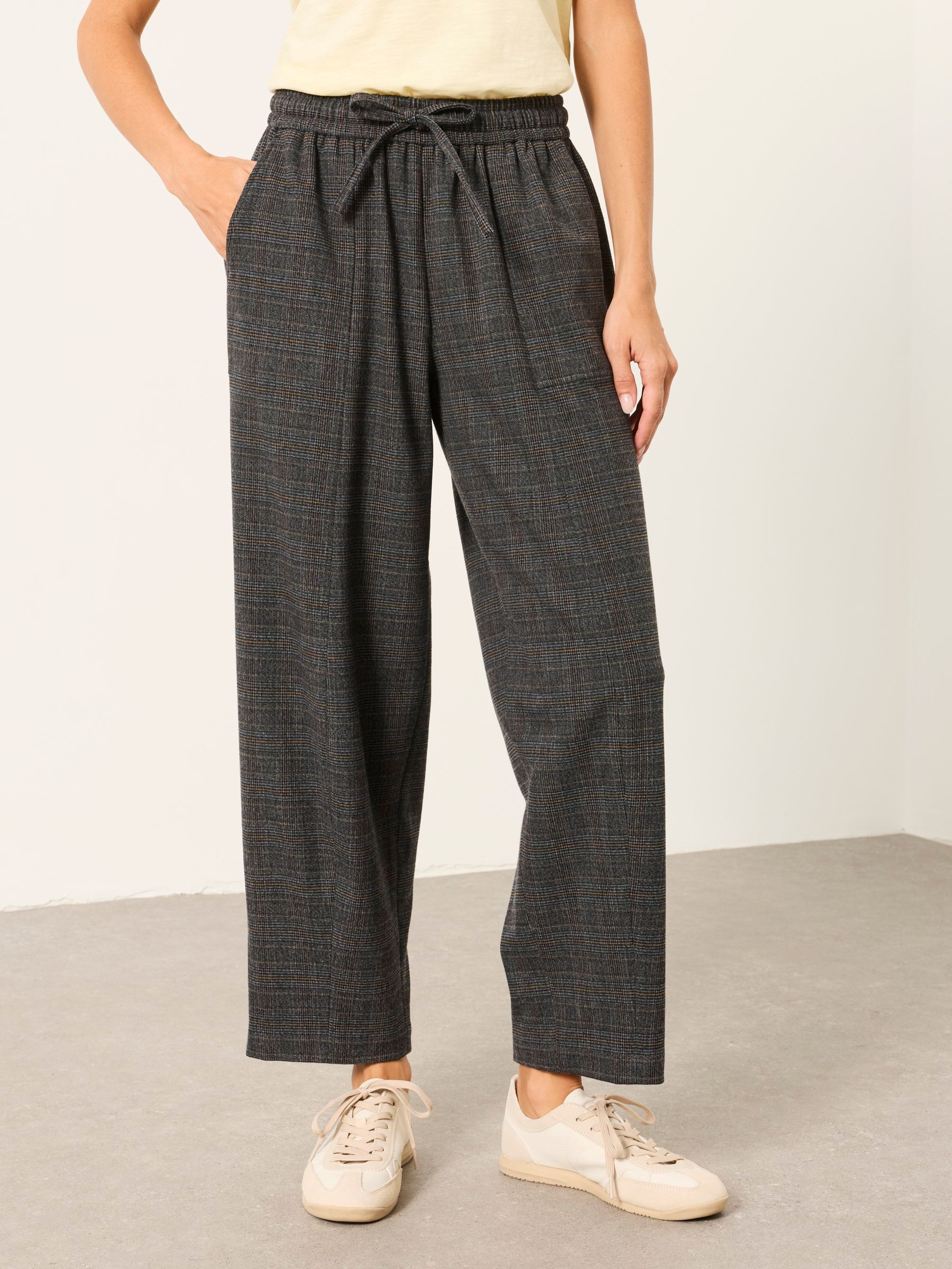 Alev Grey Petite Tapered Check Trousers - Image 1 of 6