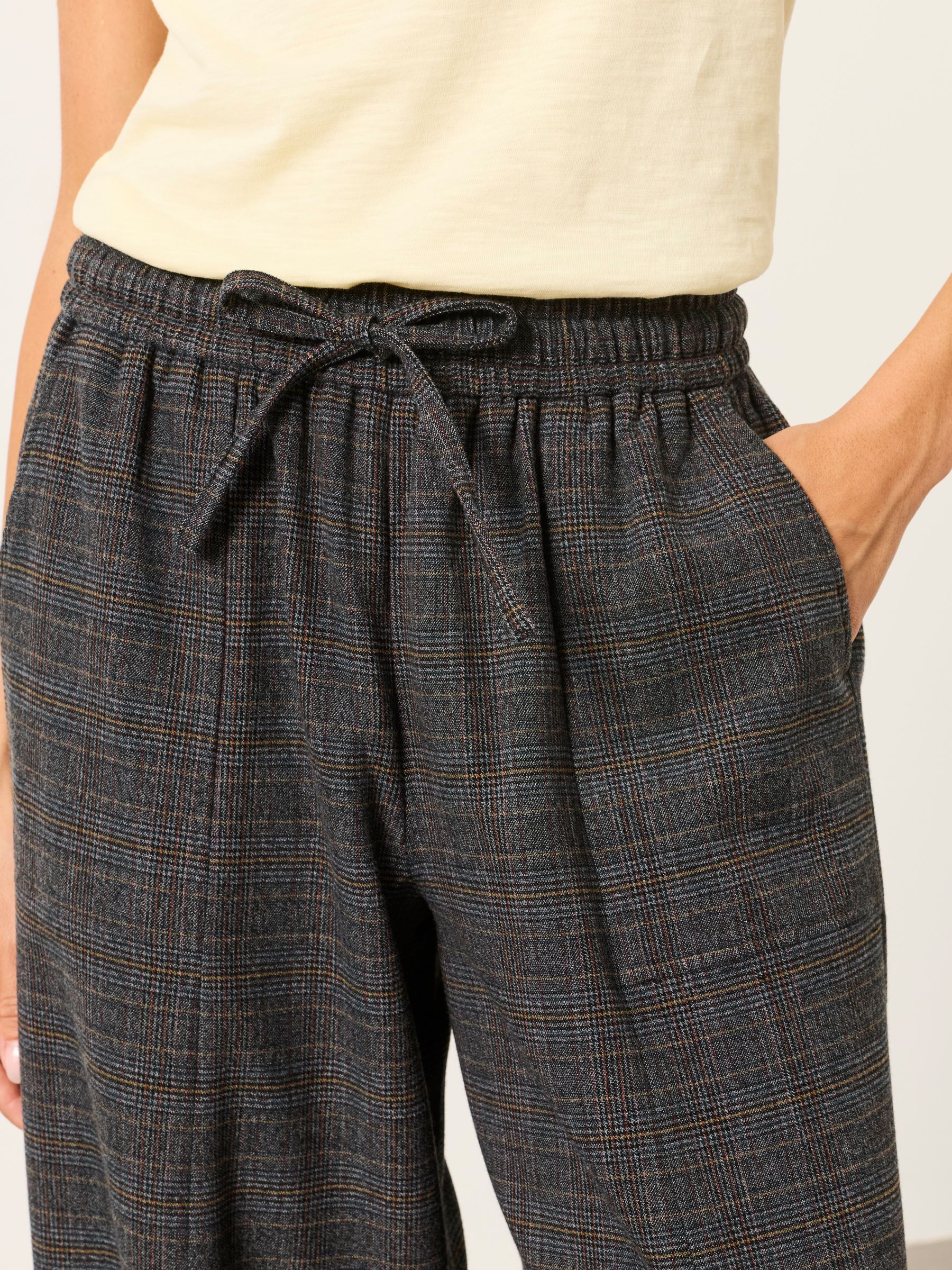 Alev Grey Petite Tapered Check Trousers - Image 3 of 6