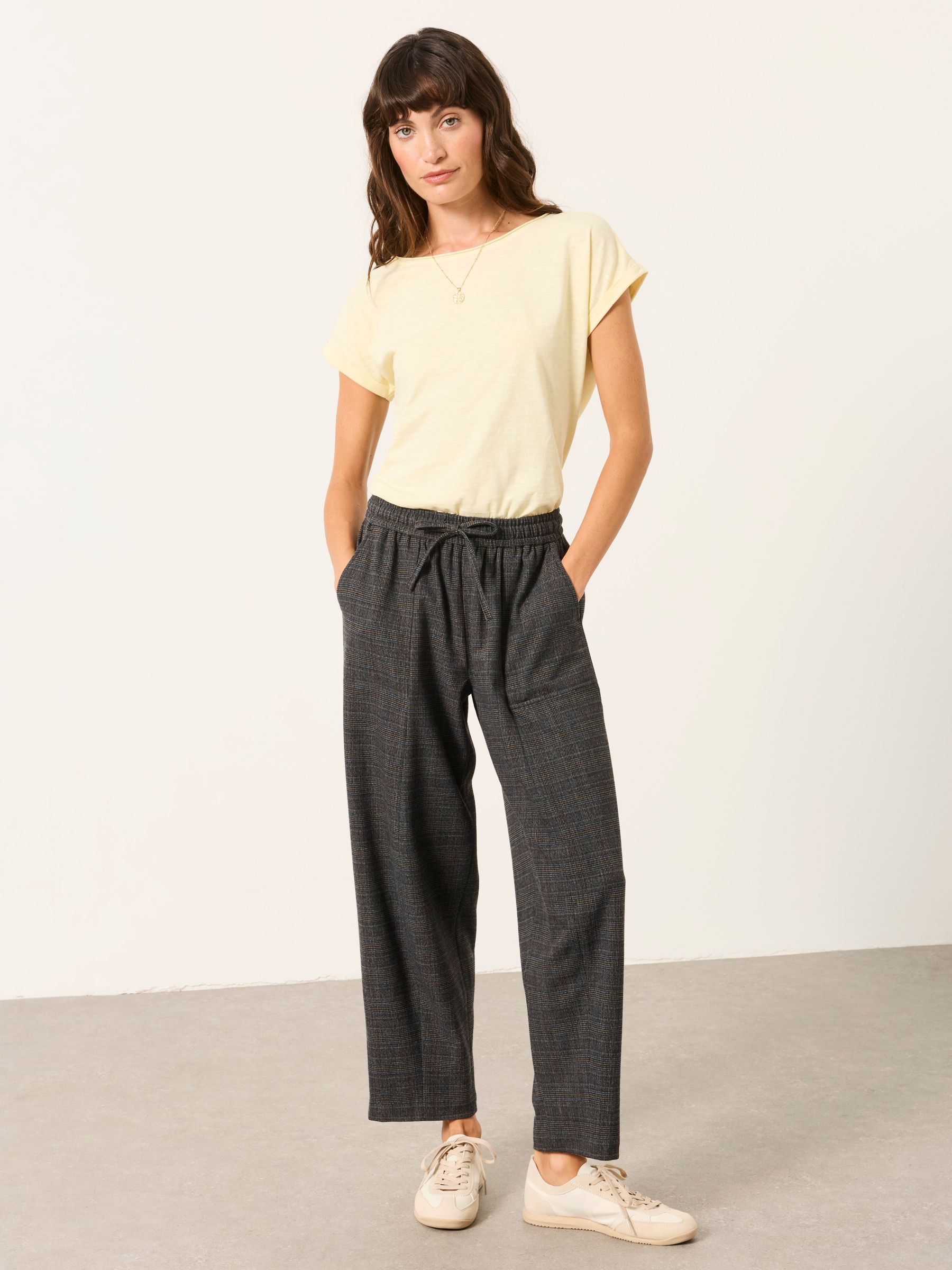 Alev Grey Petite Tapered Check Trousers - Image 4 of 6