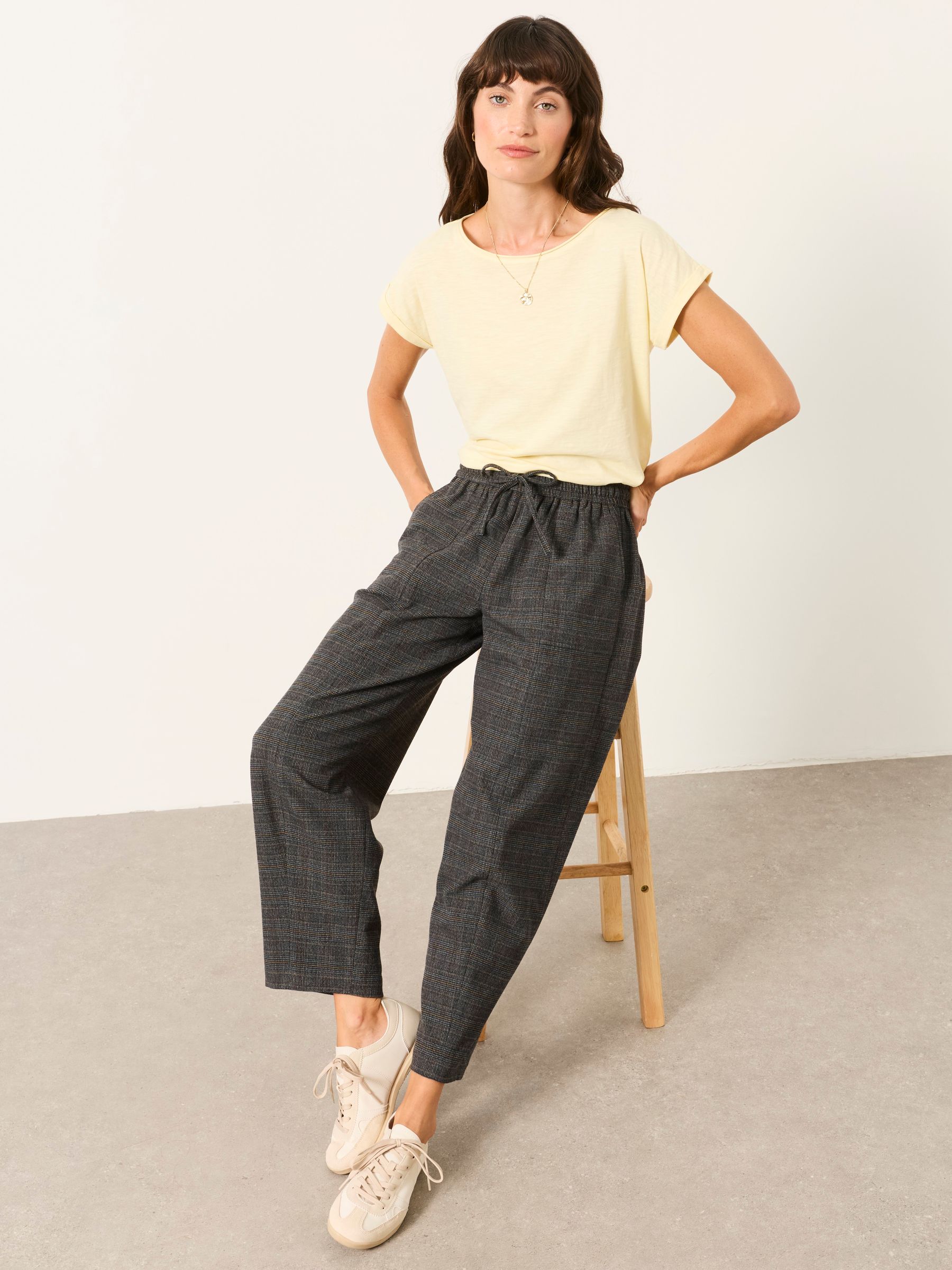 Alev Grey Petite Tapered Check Trousers - Image 5 of 6
