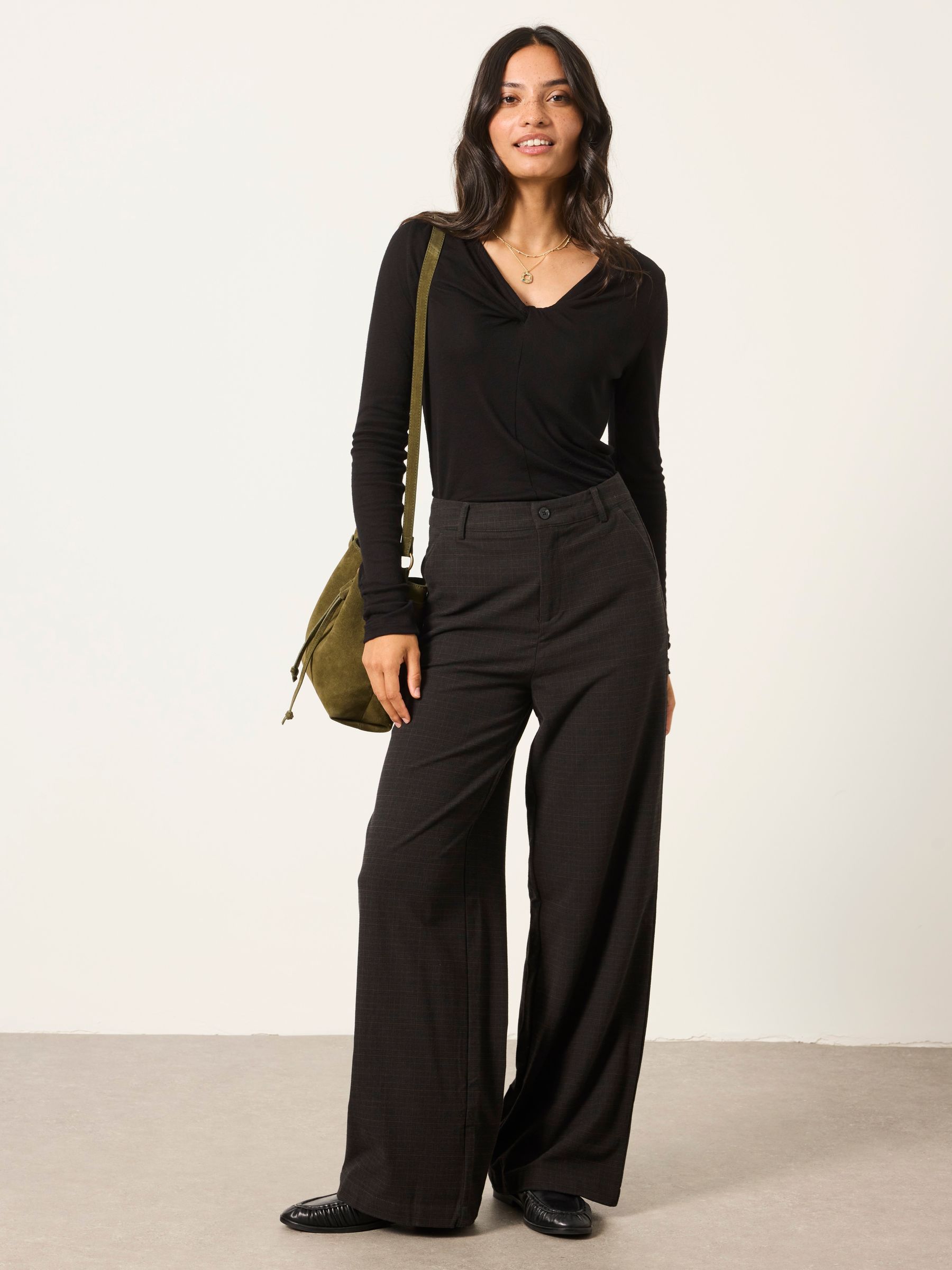 Presley Black Petite Kilt Check Trousers - Image 4 of 6