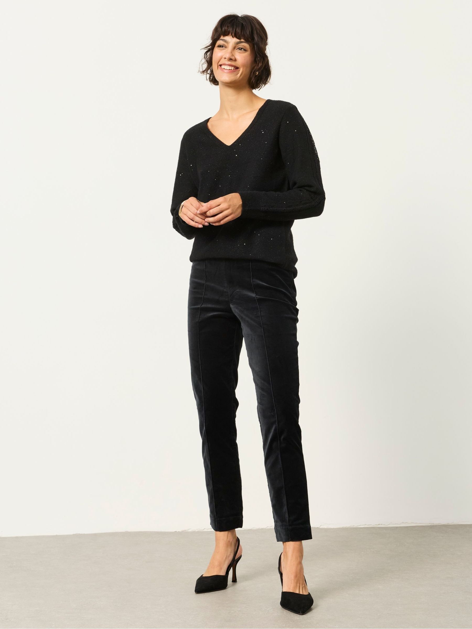 Katy Black Petite Kick Flare Trousers - Image 4 of 7