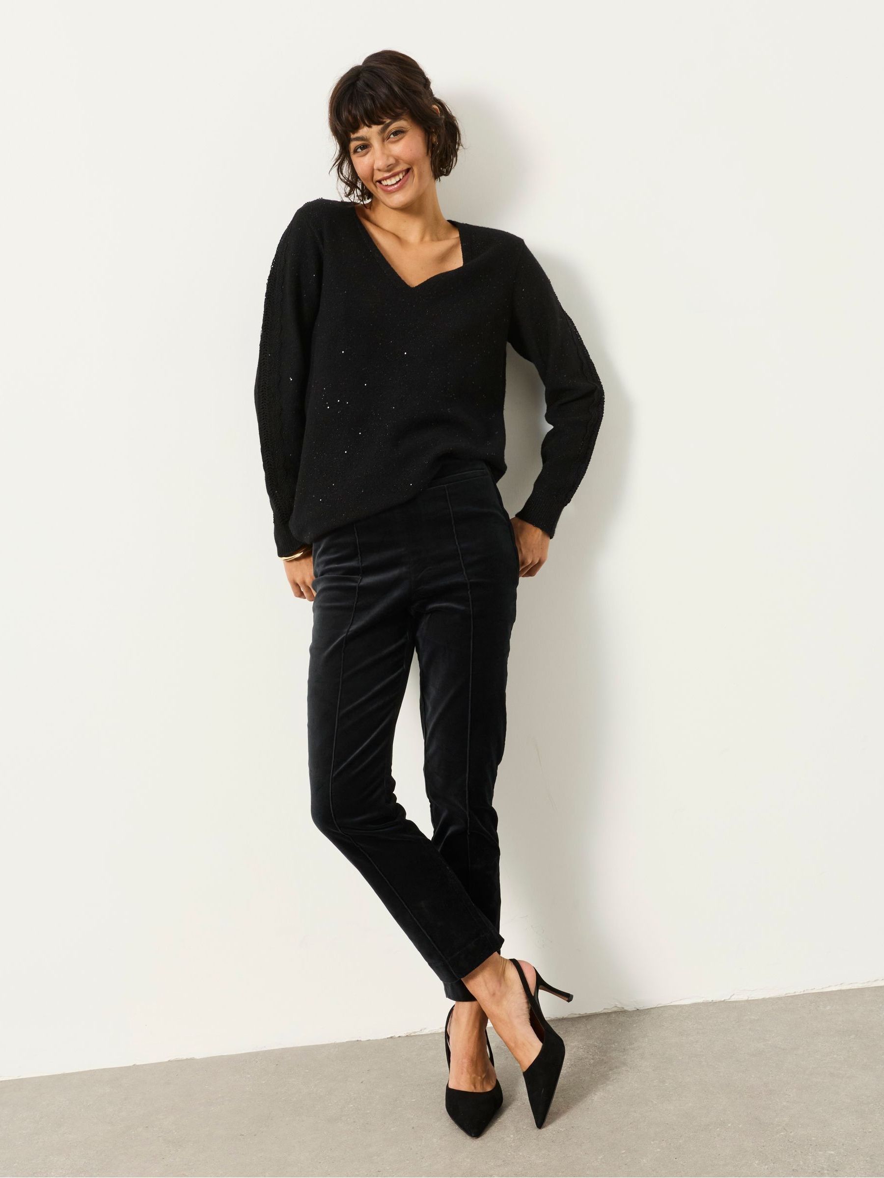 Katy Black Petite Kick Flare Trousers - Image 5 of 7