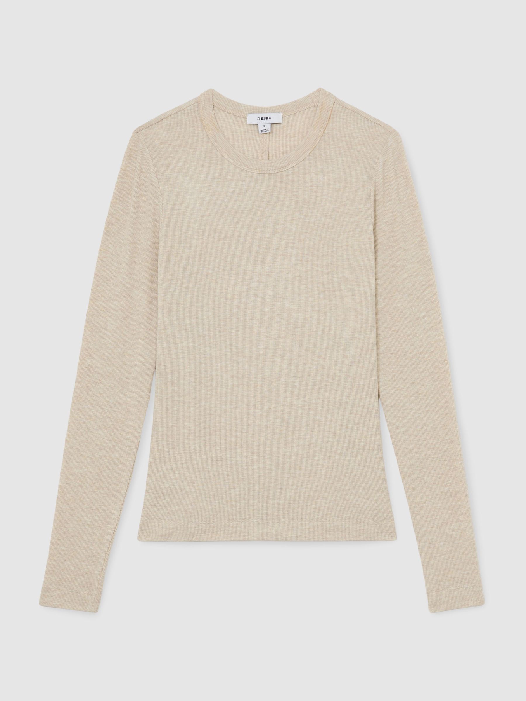 Jersey Crew-Neck Long-Sleeve Top in Neutral Marl - image 1