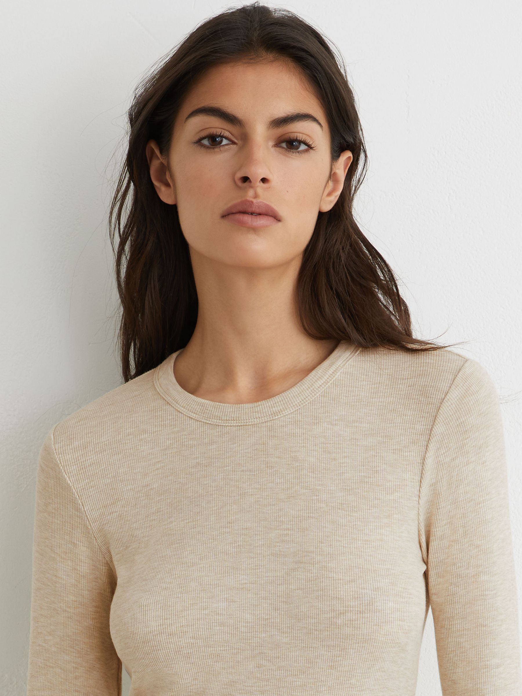Jersey Crew-Neck Long-Sleeve Top in Neutral Marl - Bild 4 von 6