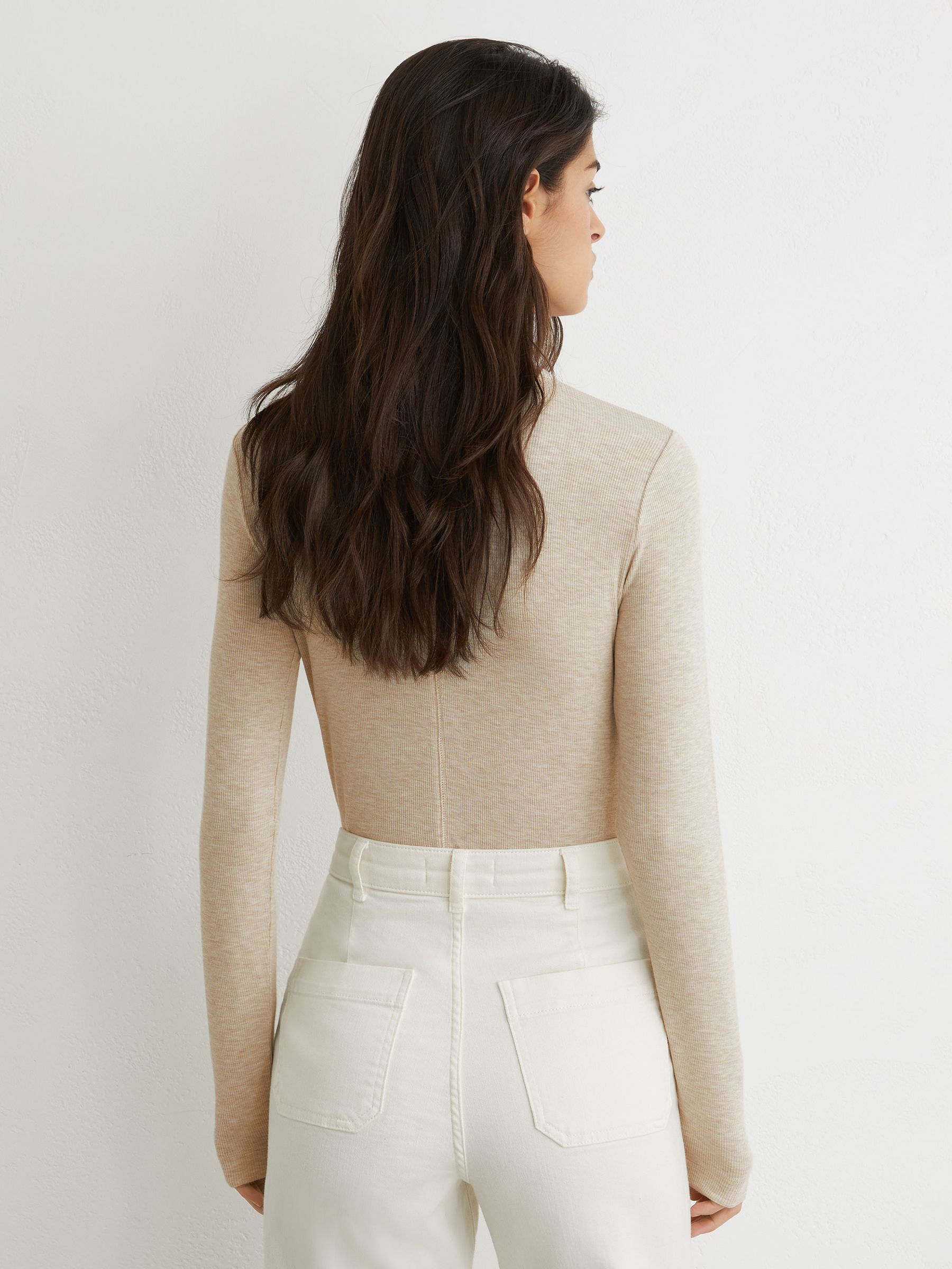 Jersey Crew-Neck Long-Sleeve Top in Neutral Marl - image 4