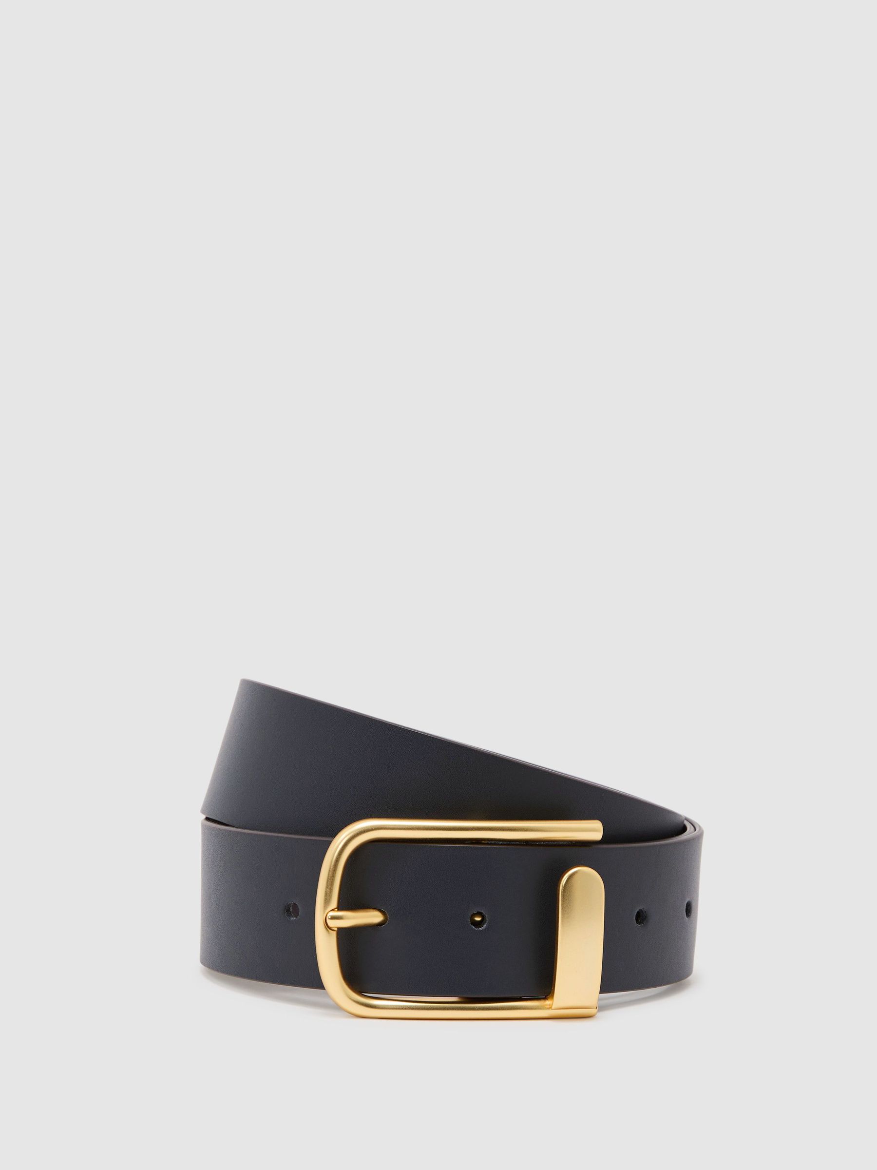 Leather Half Keeper Belt in Navy - image 1