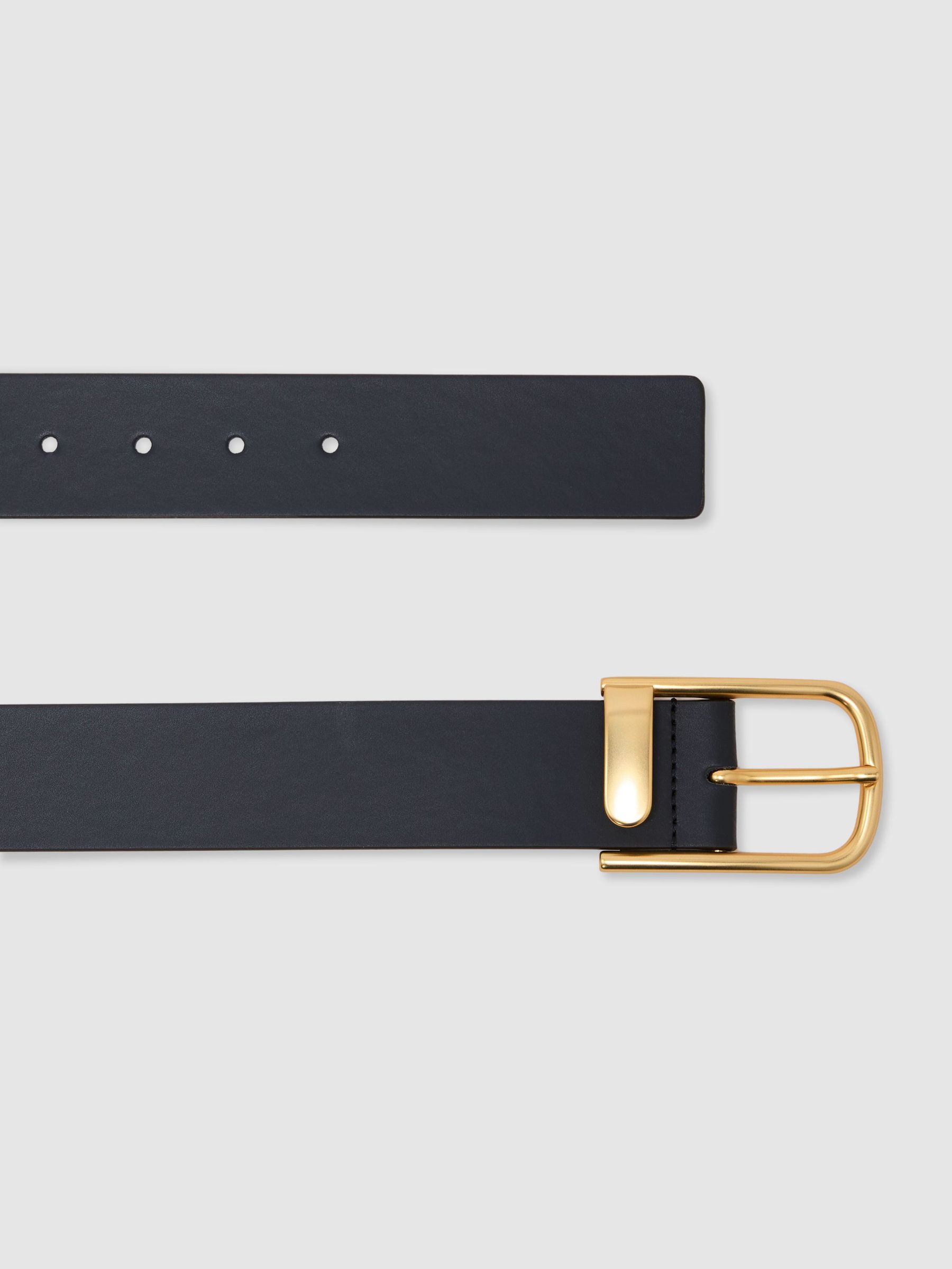 Leather Half Keeper Belt in Navy - image 3
