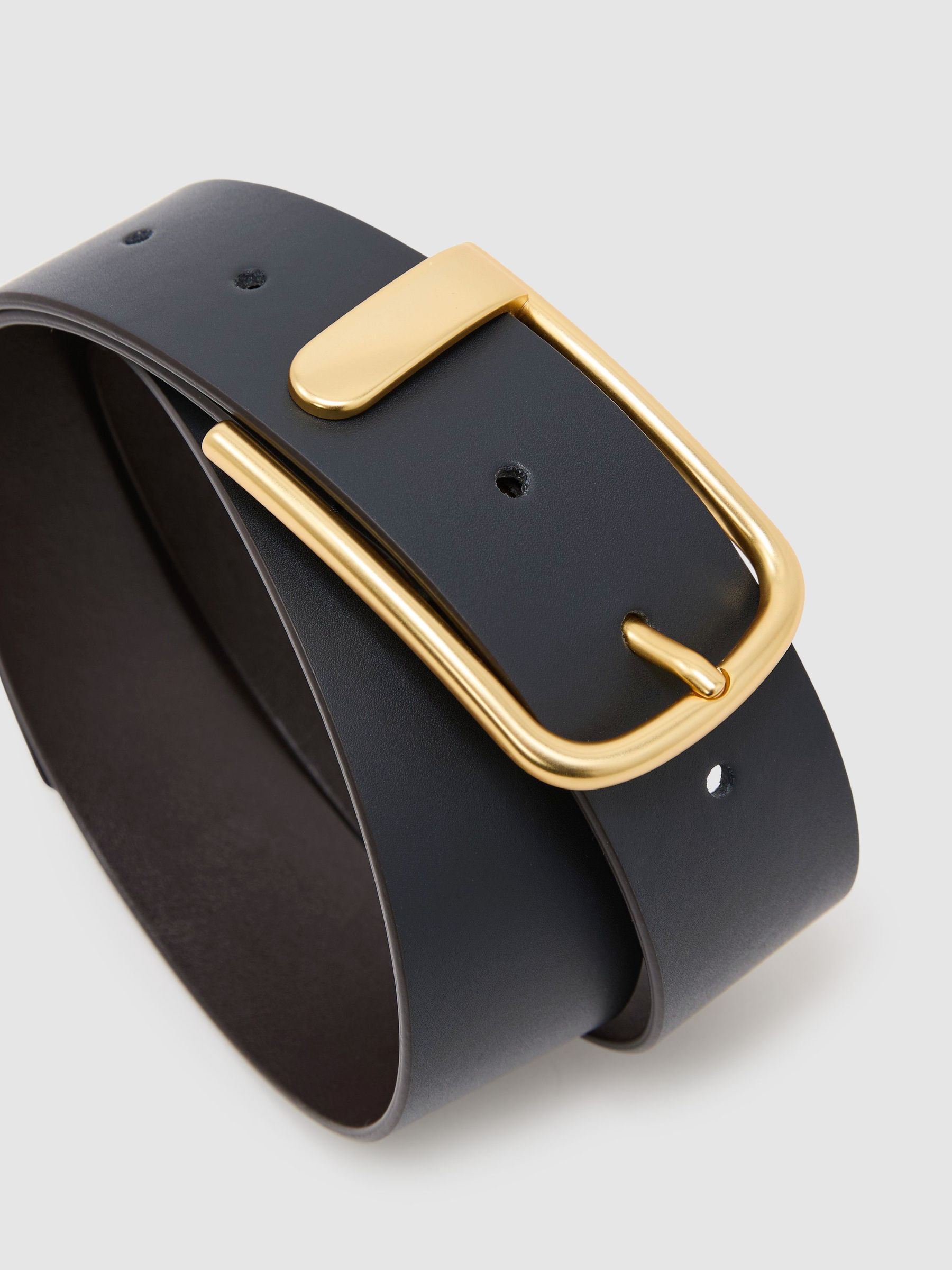 Leather Half Keeper Belt in Navy - image 2
