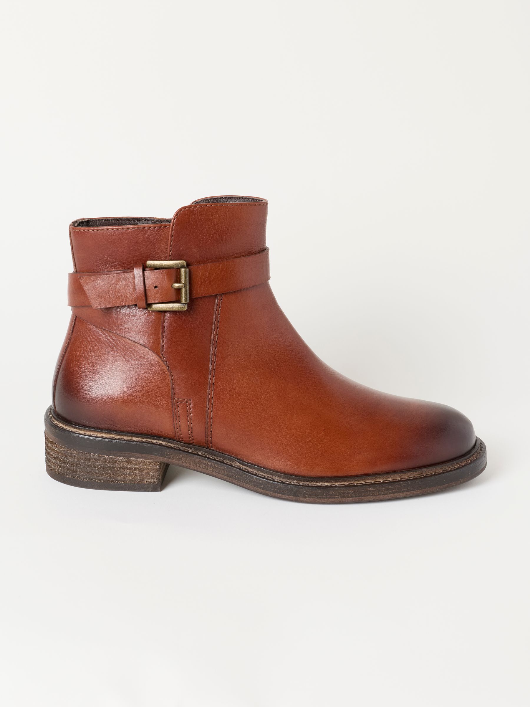Clifton Tan Brown Buckle Leather Ankle Boot - Image 1 of 3