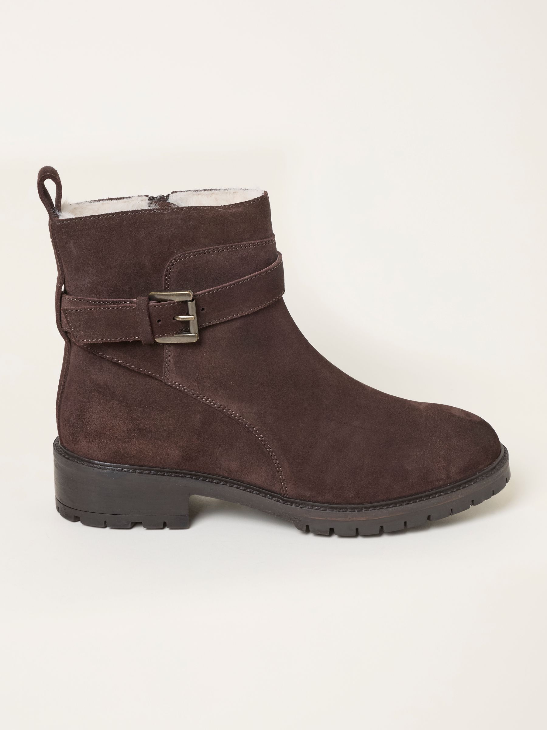 Frome Chocolate Brown Suede Buckle Ankle Boot - Image 3 of 5