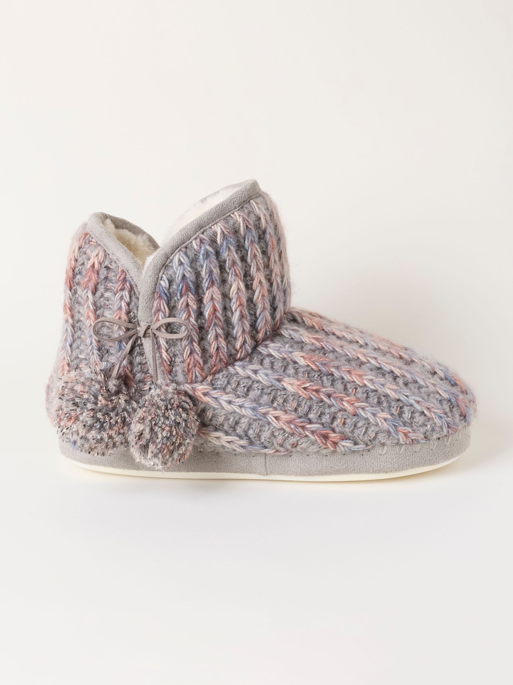 Sara Grey Knit Slipper Boots - Image 1 of 3