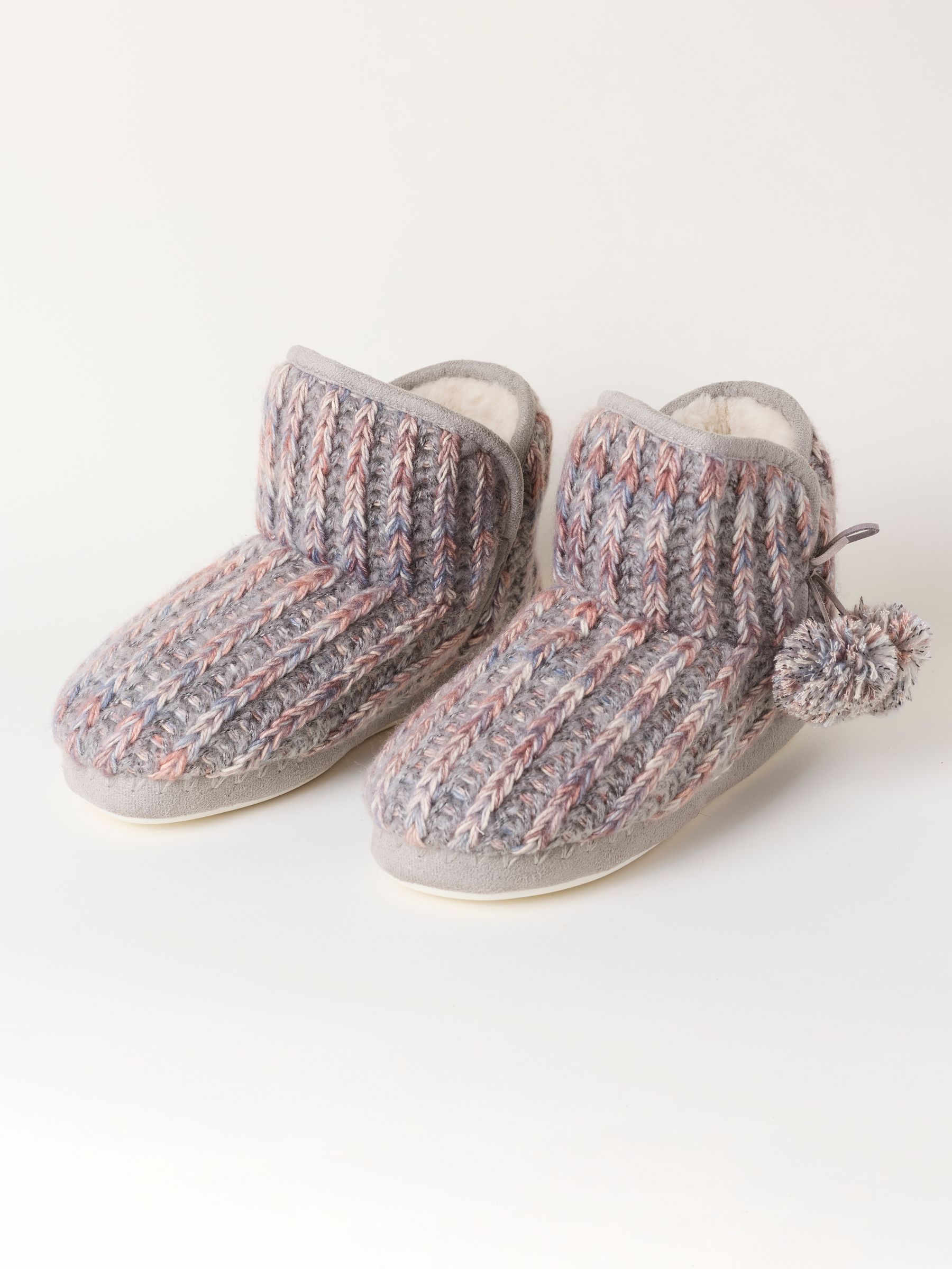 Sara Grey Knit Slipper Boots - Image 2 of 3