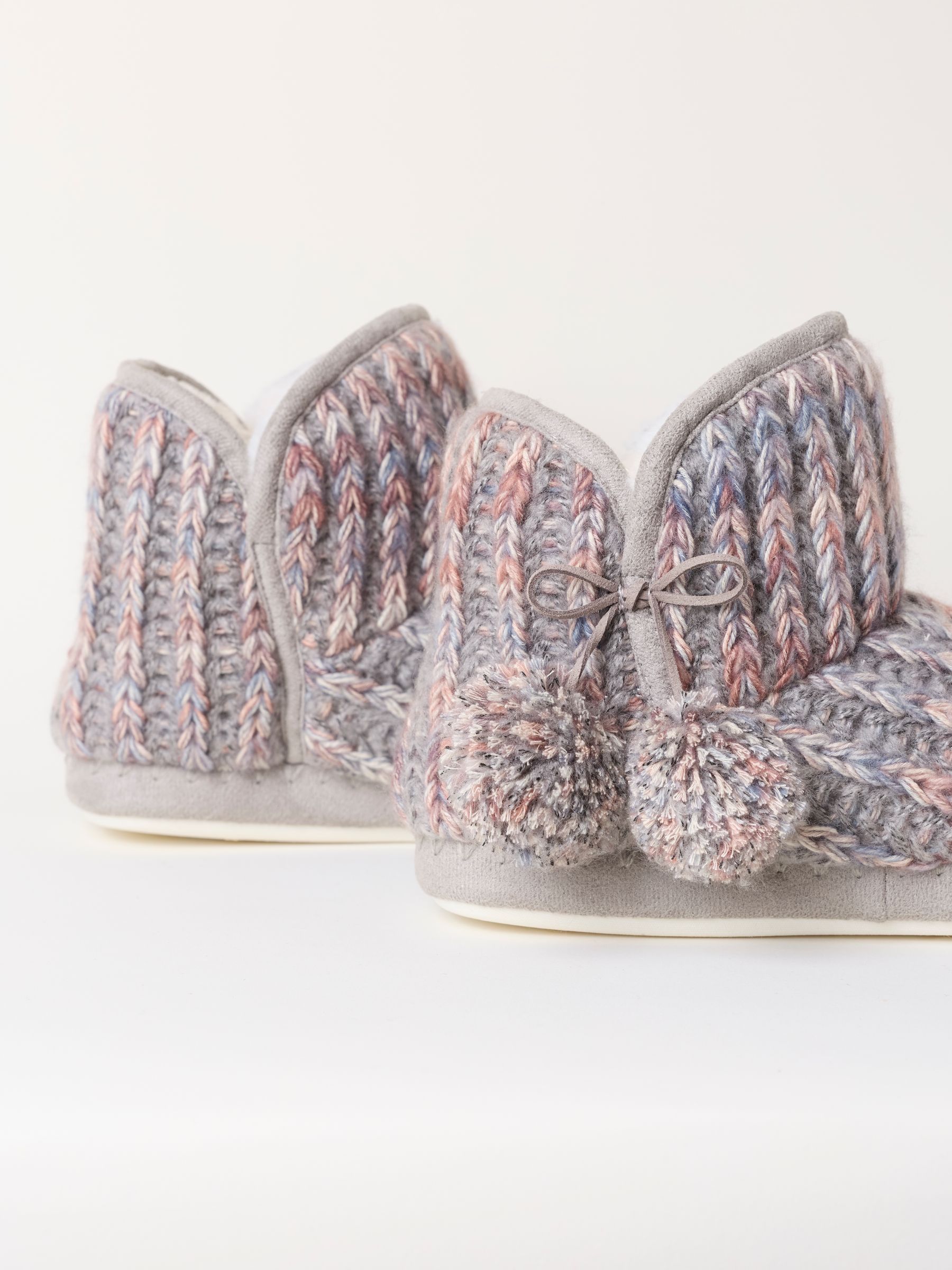 Sara Grey Knit Slipper Boots - Image 3 of 3 Sara Grey Knit Slipper Boots - Image 3 of 3