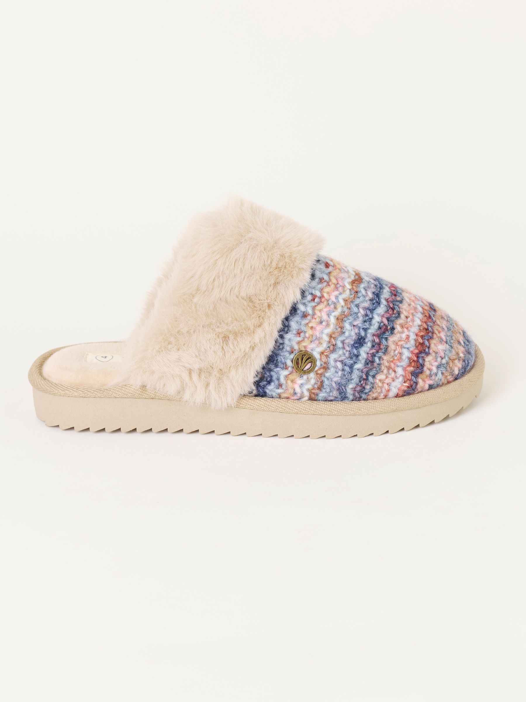 Kaia Blue Faux Fur Knitted Mule - Image 3 of 5