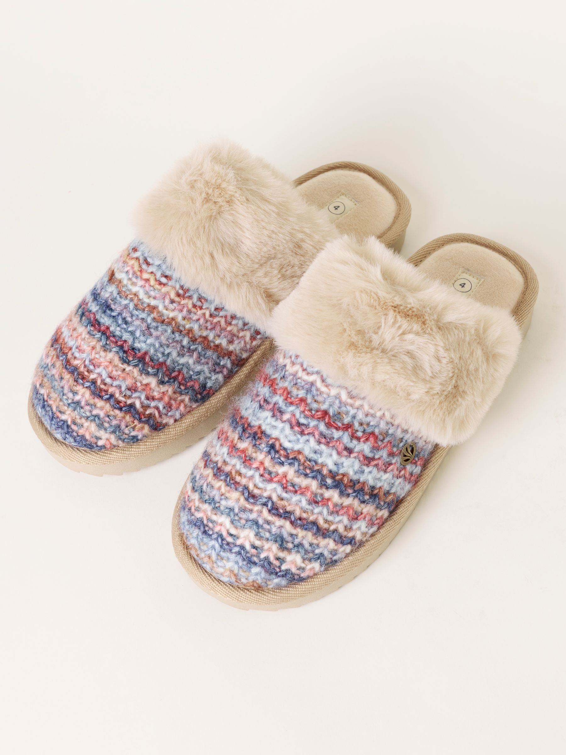 Kaia Blue Faux Fur Knitted Mule - Image 4 of 5