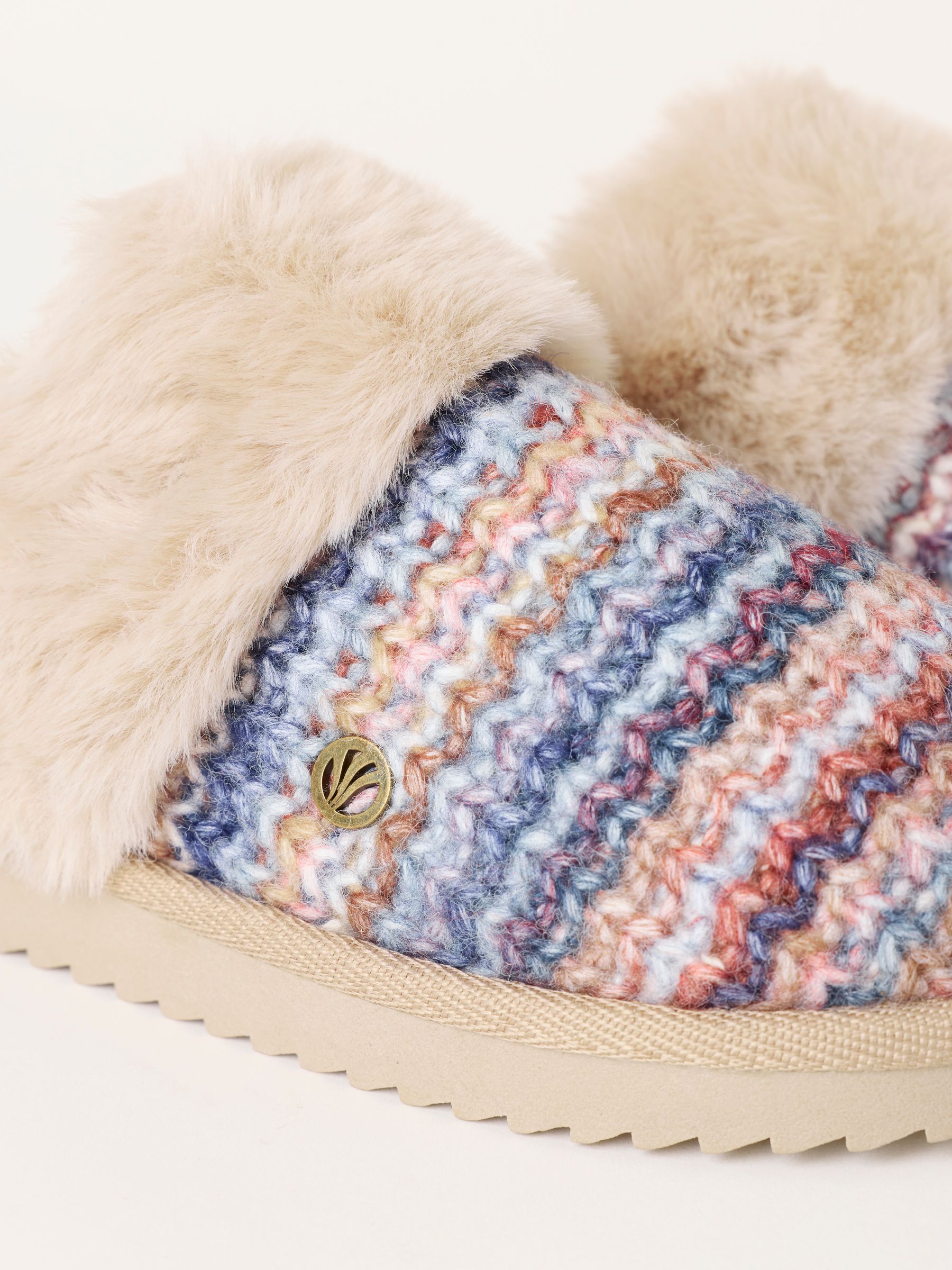 Kaia Blue Faux Fur Knitted Mule - Image 5 of 5