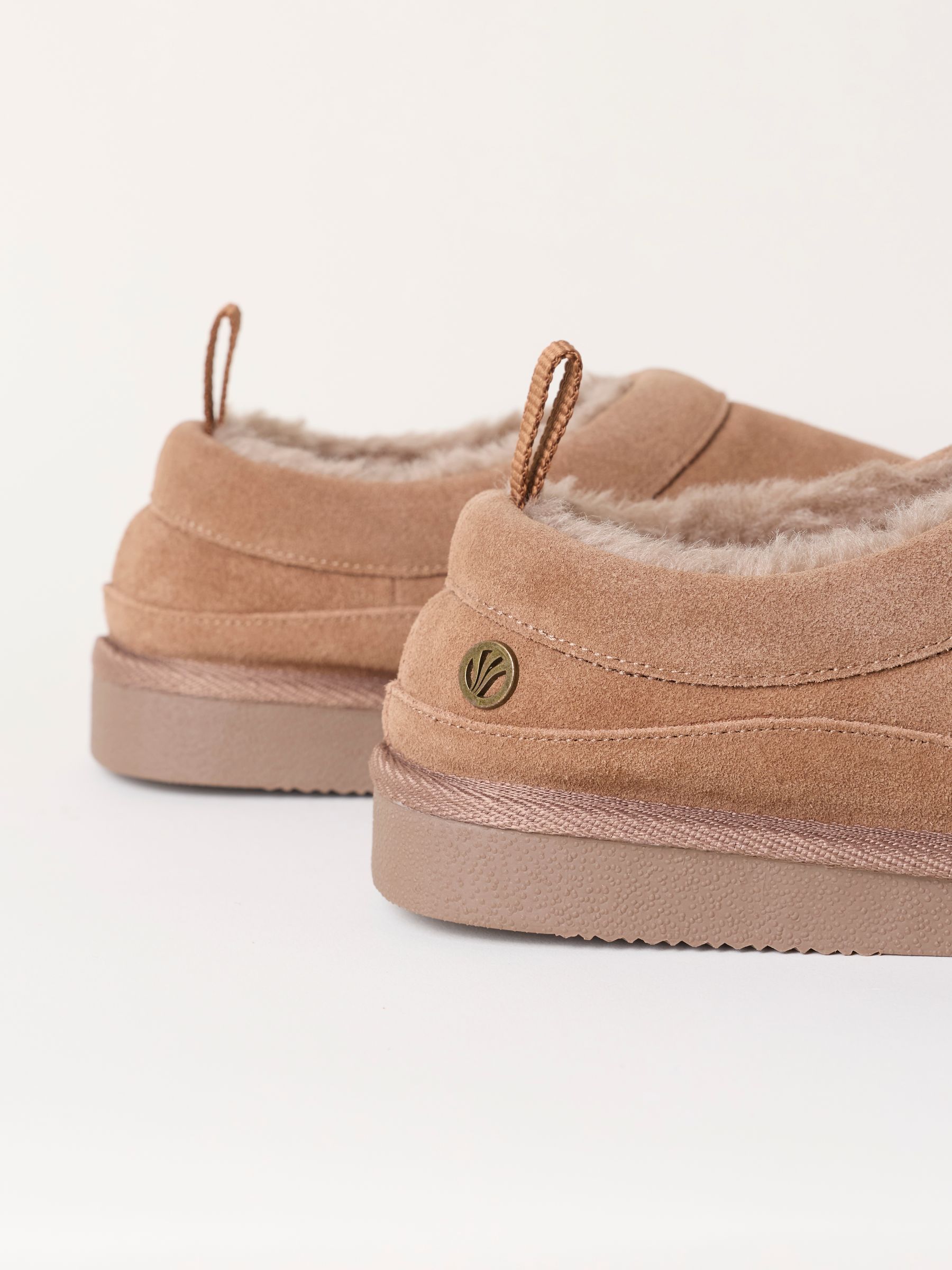Laura Mink Brown Suede Mule Slipper - Image 3 of 3 Laura Mink Brown Suede Mule Slipper - Image 3 of 3