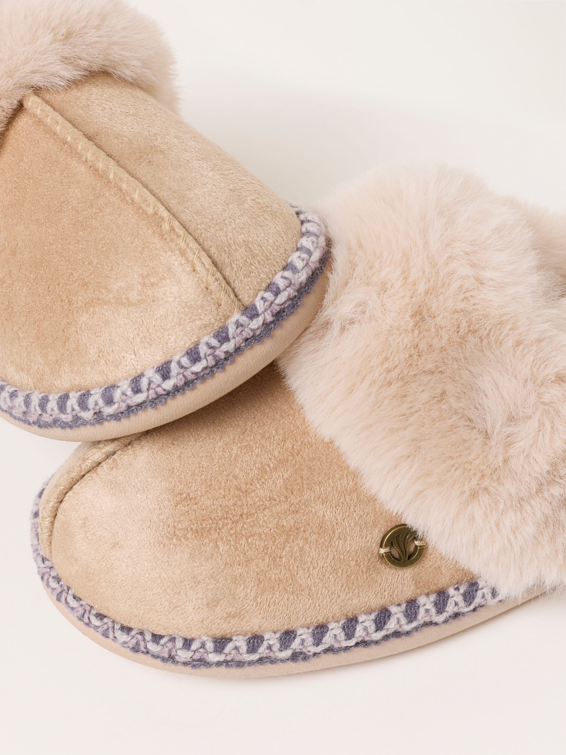 Maia Ivory Faux Fur Mule Slippers - Image 2 of 3