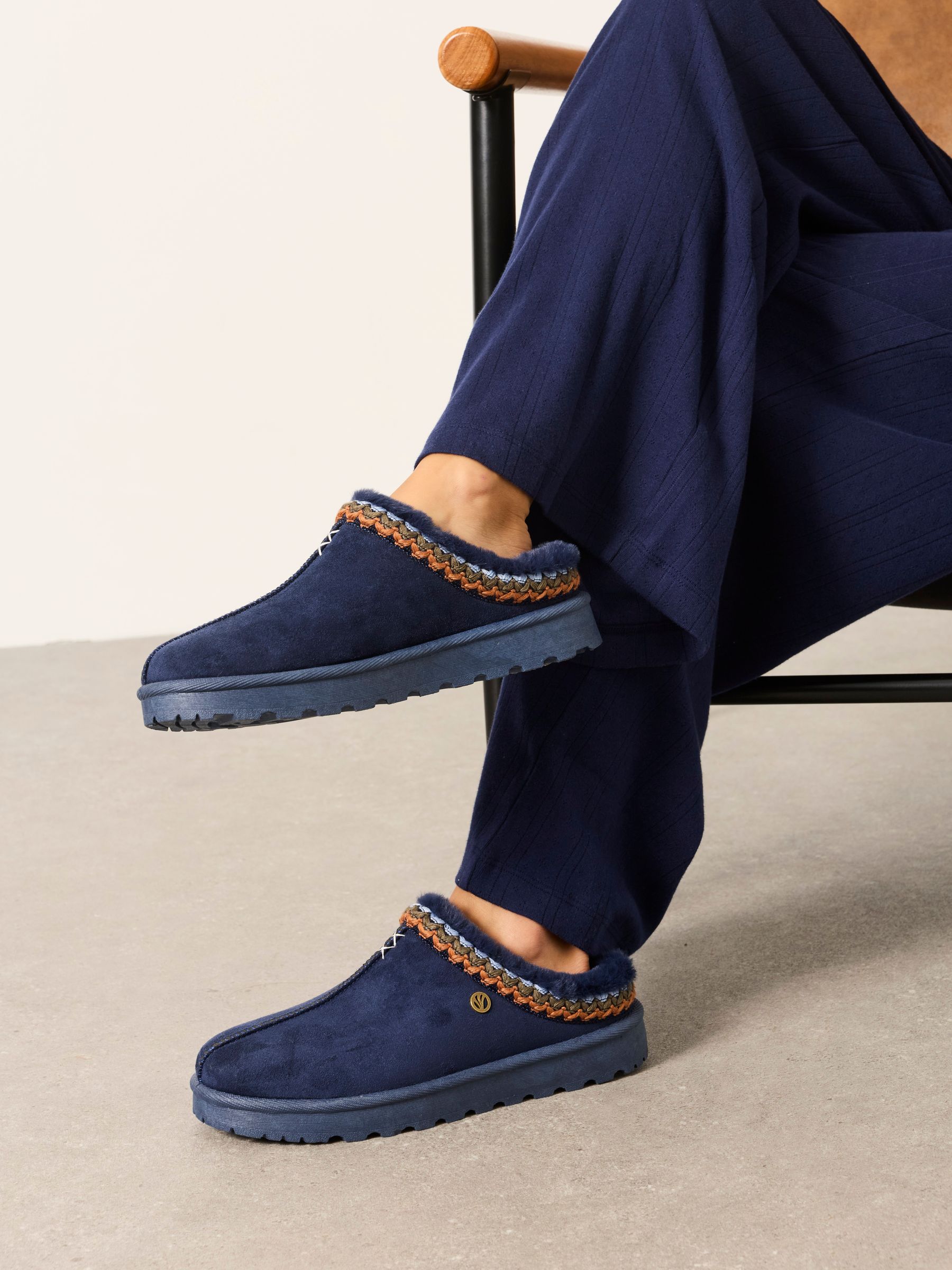 Lyra Navy Mule Slippers - Image 1 of 5