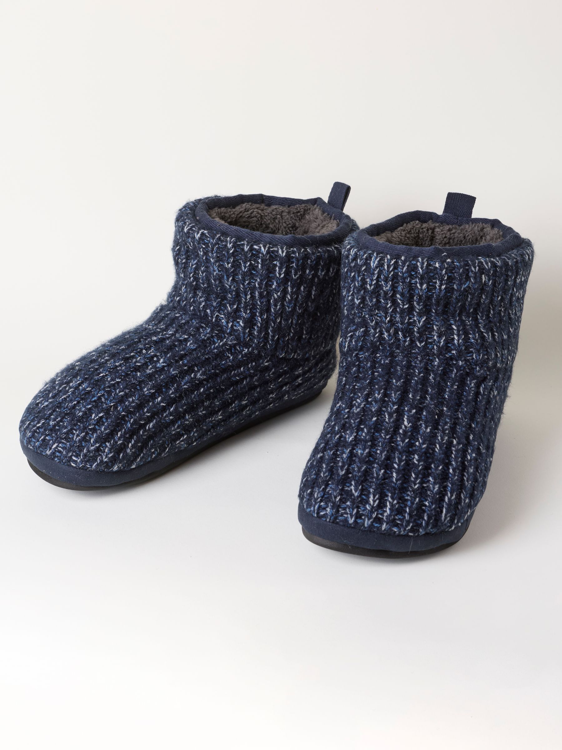 Matthew Navy Knitted Boot Slipper - Image 2 of 3 Matthew Navy Knitted Boot Slipper - Image 2 of 3
