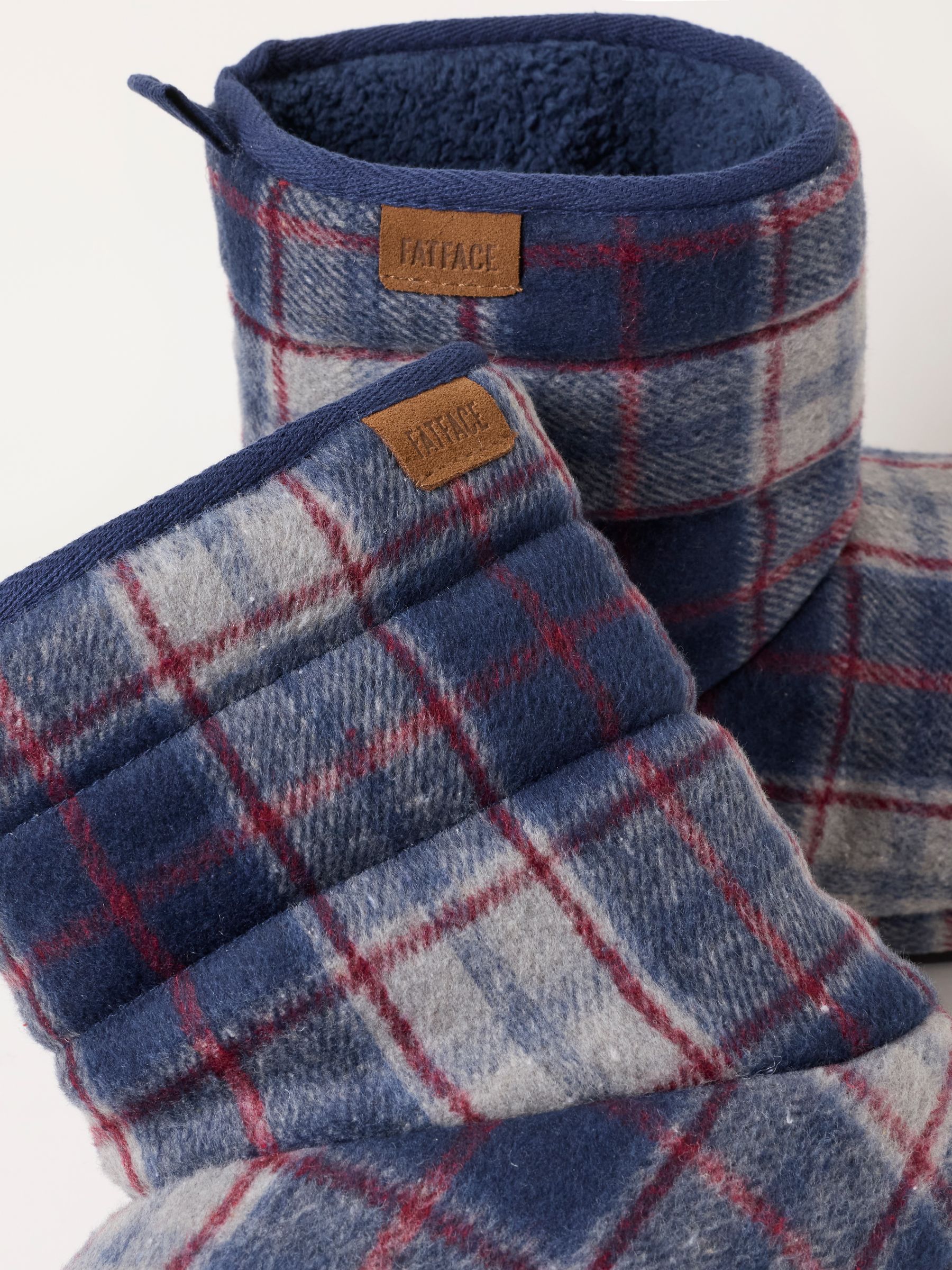 Sussex Navy Check Slipper Boots - Image 2 of 3