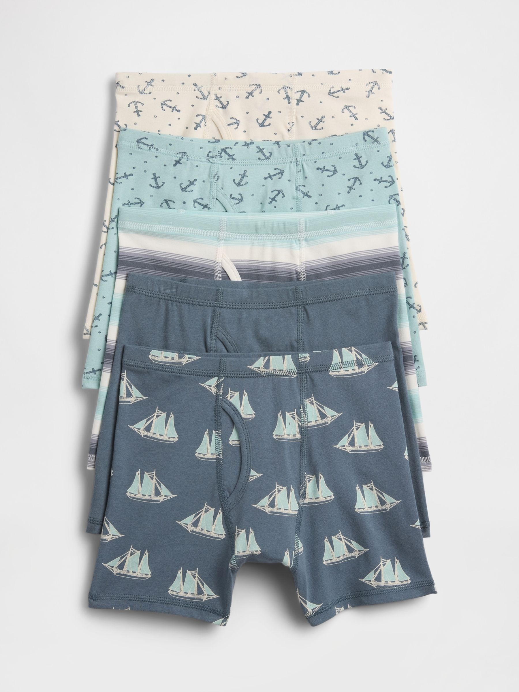 Blue Stretch Cotton Boxer Briefs 5-Pack - Image 1 of 1