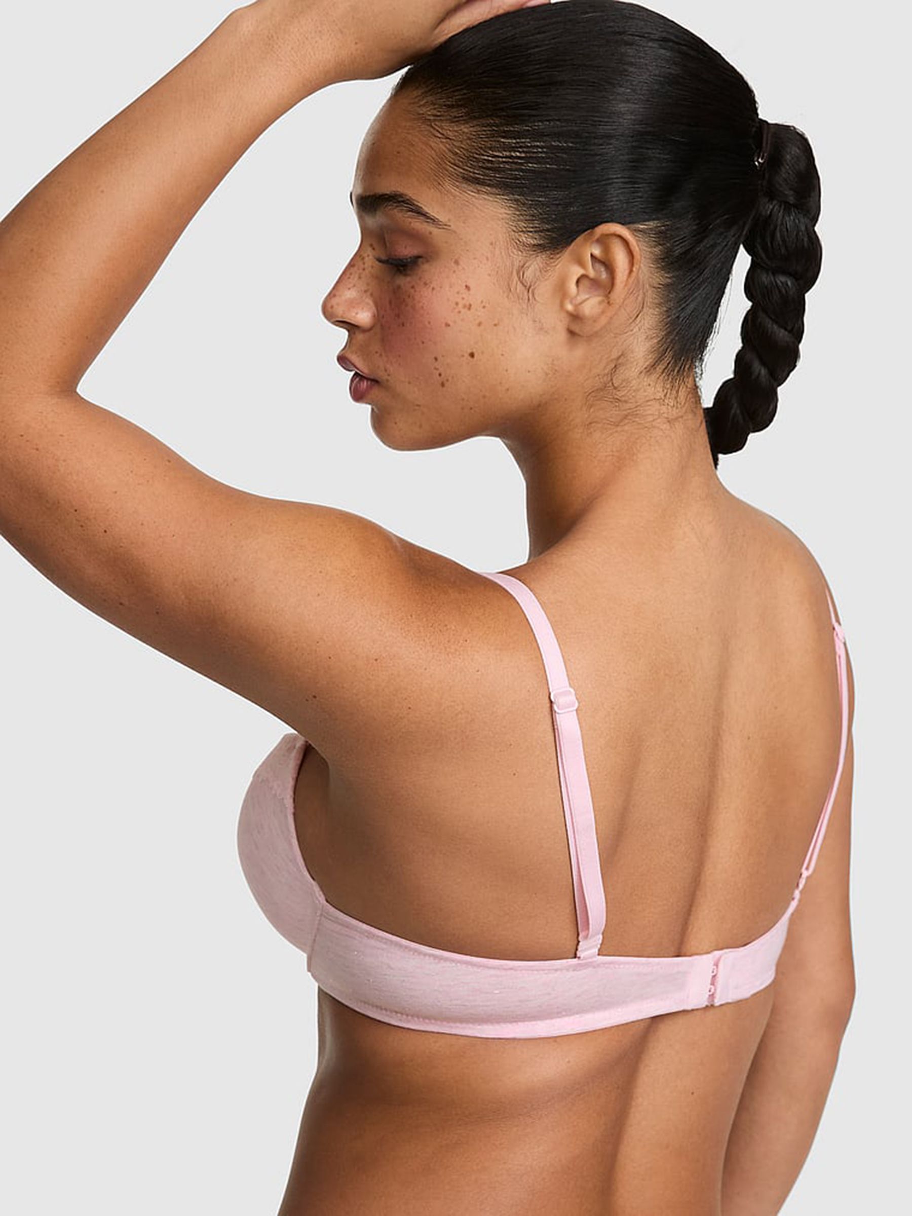 Petal Pink Super Push Up Cotton Heather Lace Trim Bra - Image 2 of 2 Petal Pink Super Push Up Cotton Heather Lace Trim Bra - Image 2 of 2