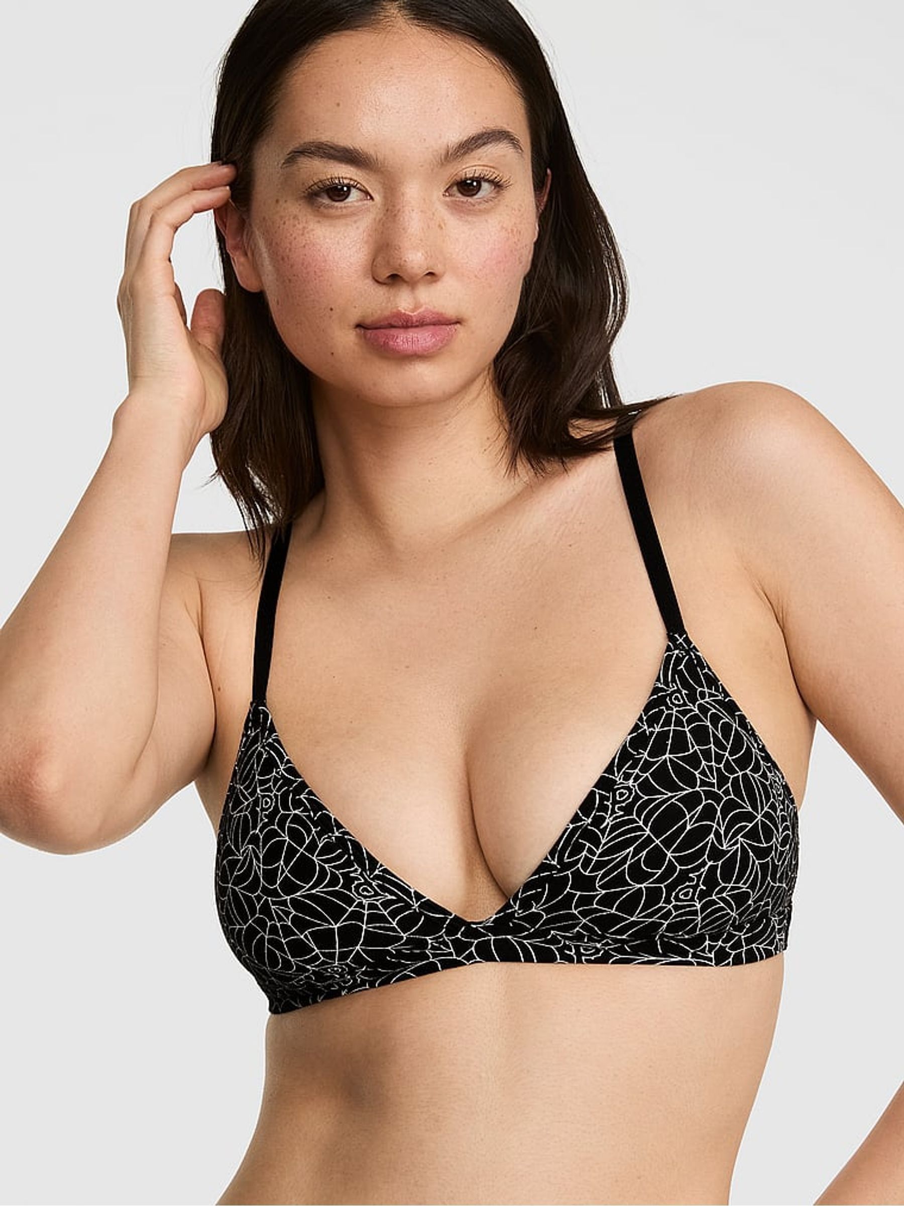 Black Spiderweb Print Triangle Bralette - Image 1 of 2 Black Spiderweb Print Triangle Bralette - Image 1 of 2