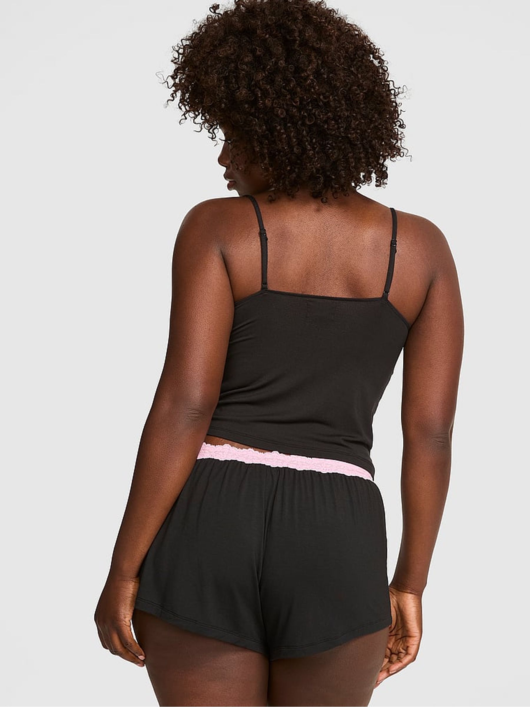 Black Modal Lace Micro Short Pyjama Bottoms - Image 2 of 2 Black Modal Lace Micro Short Pyjama Bottoms - Image 2 of 2